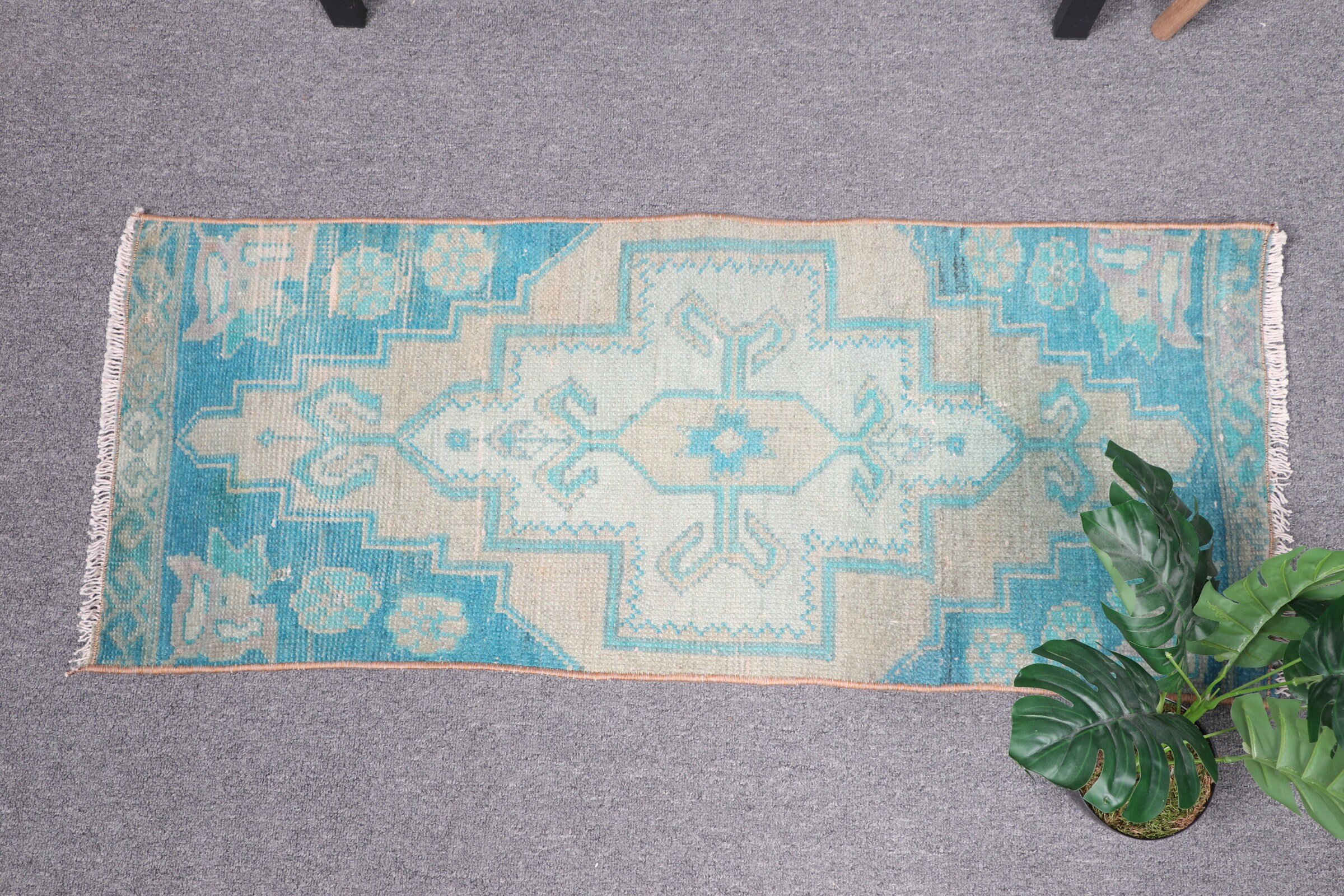 Nomadic Rug, Antique Rugs, Green Cool Rug, Vintage Rug, 1.3x3.3 ft Small Rugs, Nursery Rug, Entry Rug, Turkish Rugs