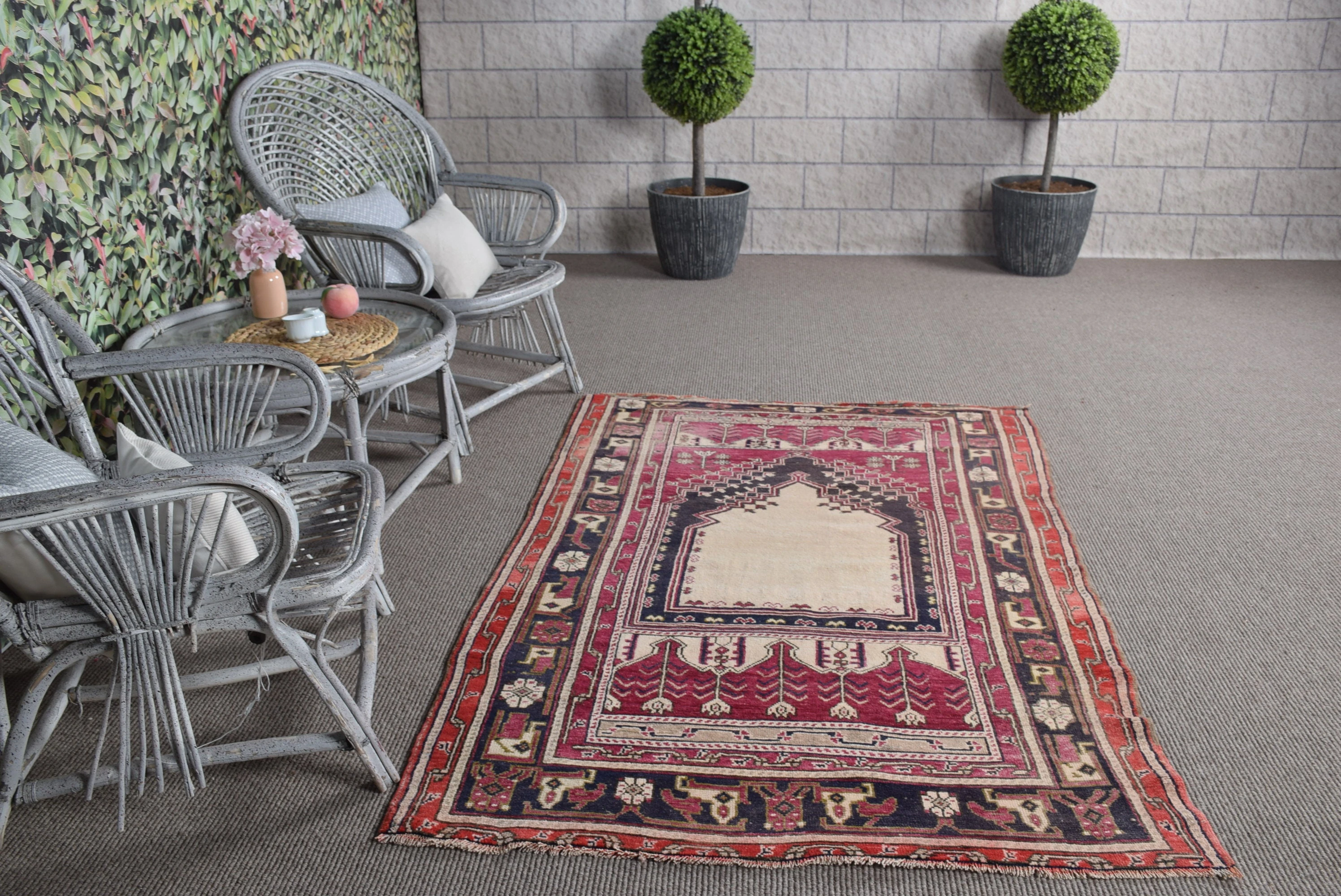 Pink Oriental Rug, Nursery Rug, Rugs for Nursery, Anatolian Rugs, Bedroom Rugs, 4x6 ft Accent Rugs, Vintage Rug, Turkish Rug, Wool Rugs