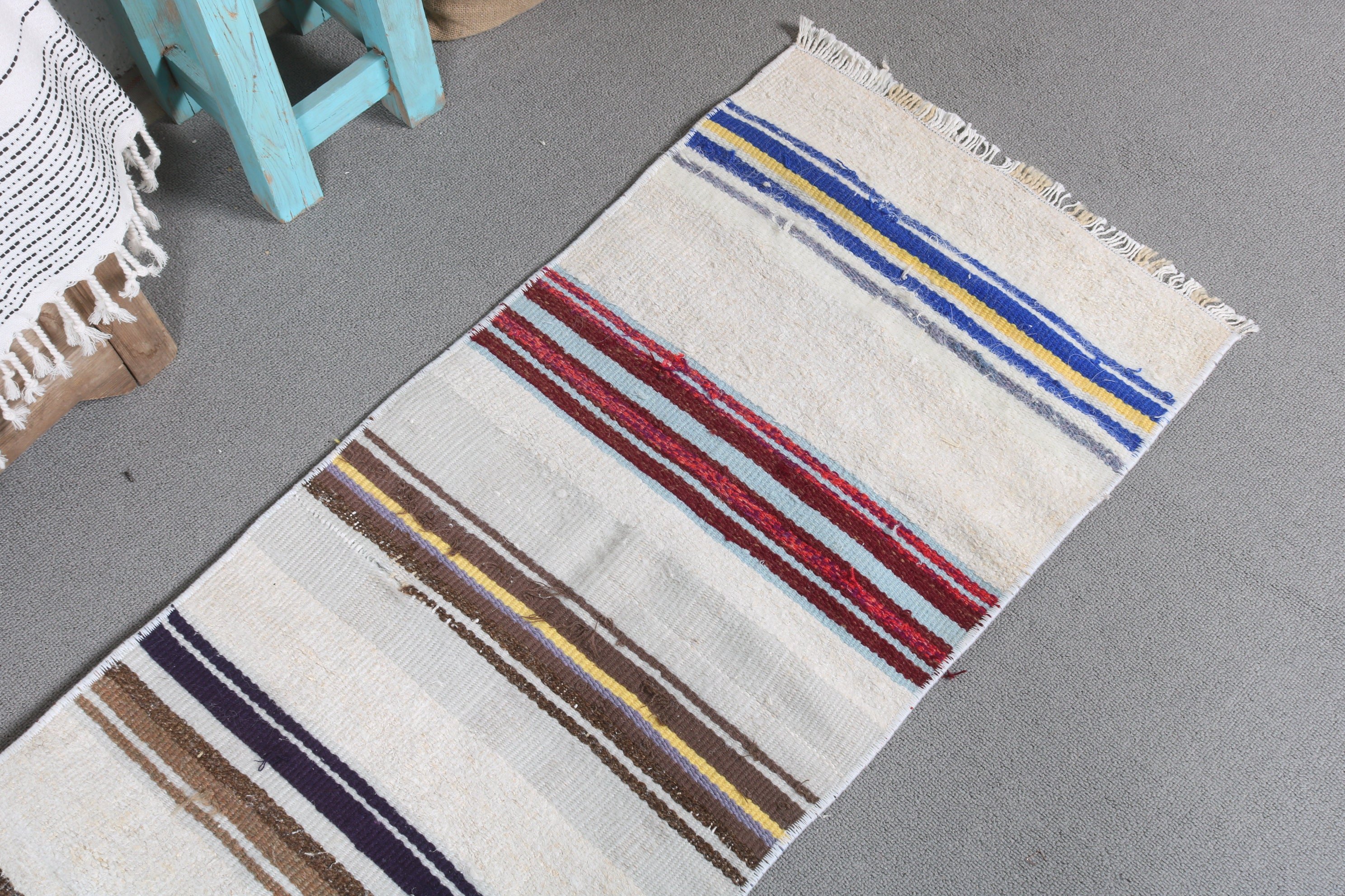 White Oushak Rugs, Kitchen Rug, Rugs for Kitchen, Turkish Rug, Eclectic Rug, 1.6x6.9 ft Runner Rugs, Moroccan Rug, Vintage Rugs, Cool Rug