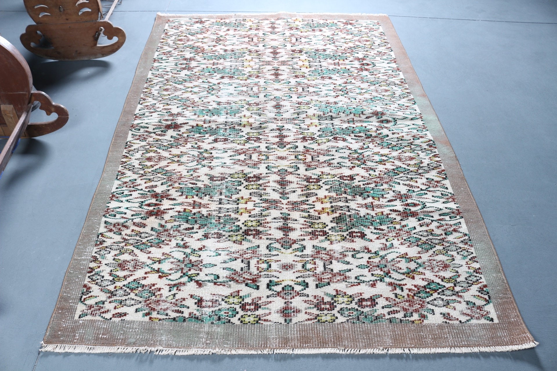 Rugs for Floor, 5x7.5 ft Area Rug, Green Bedroom Rugs, Vintage Rug, Nursery Rug, Turkish Rug, Living Room Rug, Bedroom Rugs, Oriental Rug