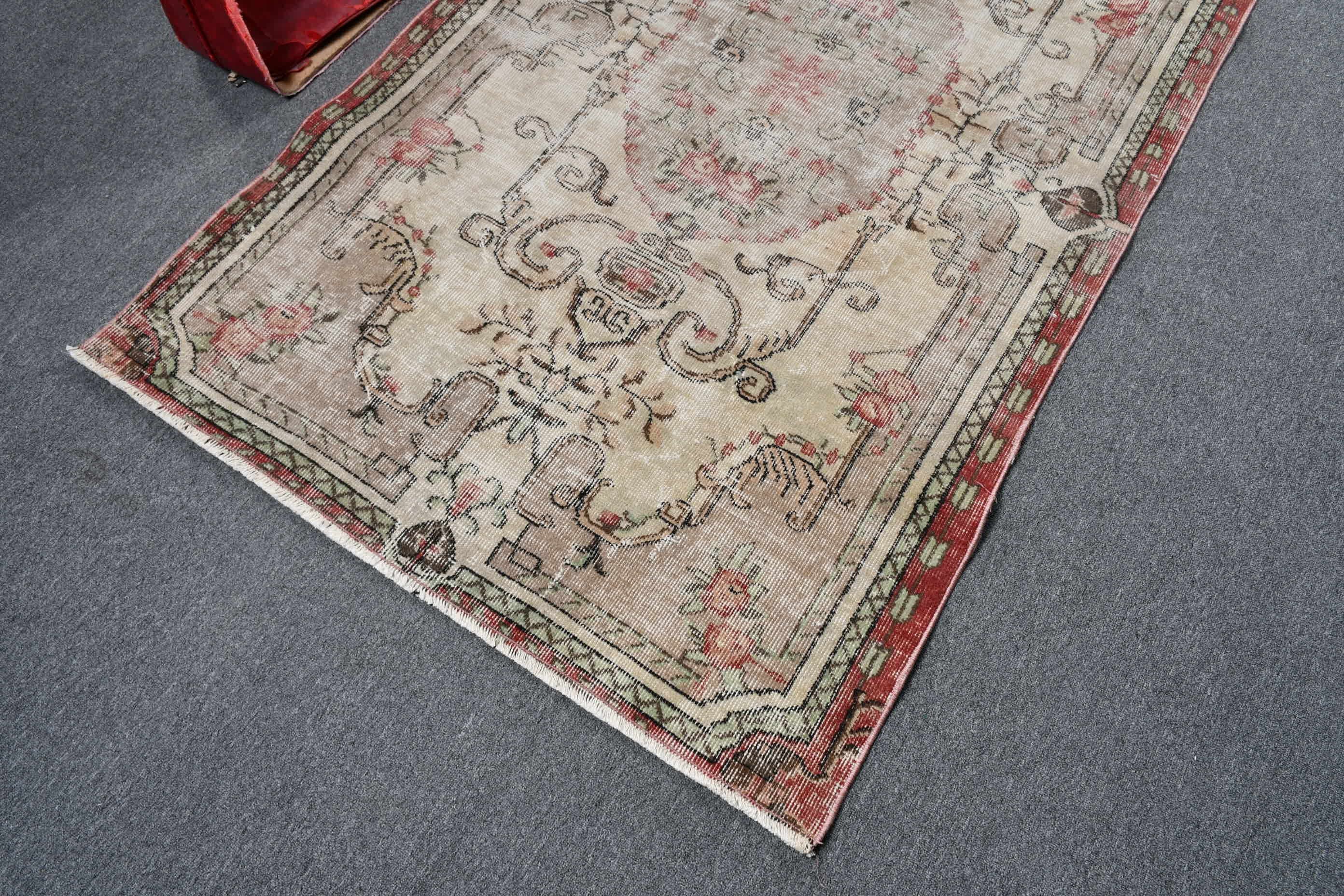 Eski Halı, 3,7x6,5 ft Alan Halısı, Vintage Halı, Soğuk Halı, Sessiz Halılar, Oushak Halısı, Bej Fas Halıları, İç Mekan Halısı, Türk Halısı, Mutfak Halıları