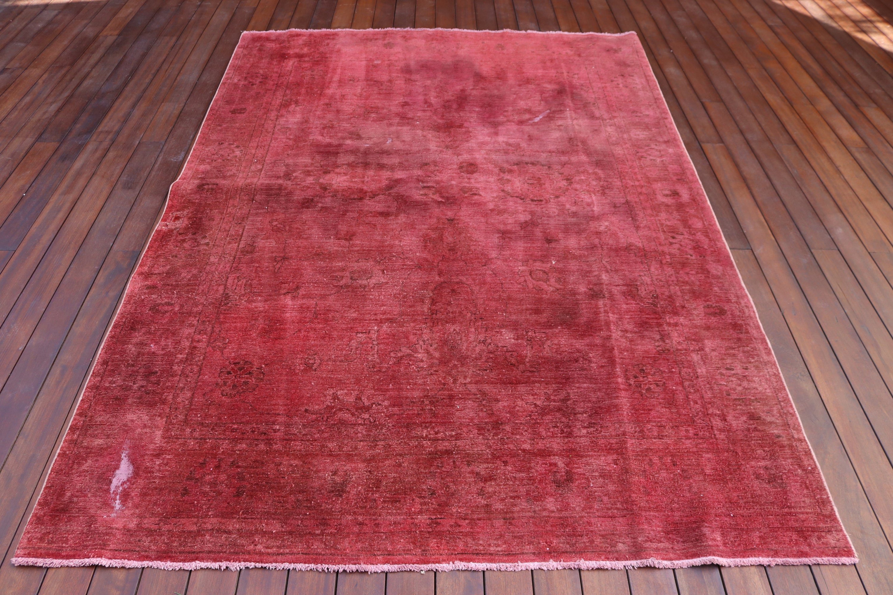 5.5x8.1 ft Large Rug, Red Oushak Rug, Kitchen Rugs, Large Oushak Rug, Ethnic Rug, Wool Rug, Dining Room Rug, Turkish Rugs, Vintage Rug