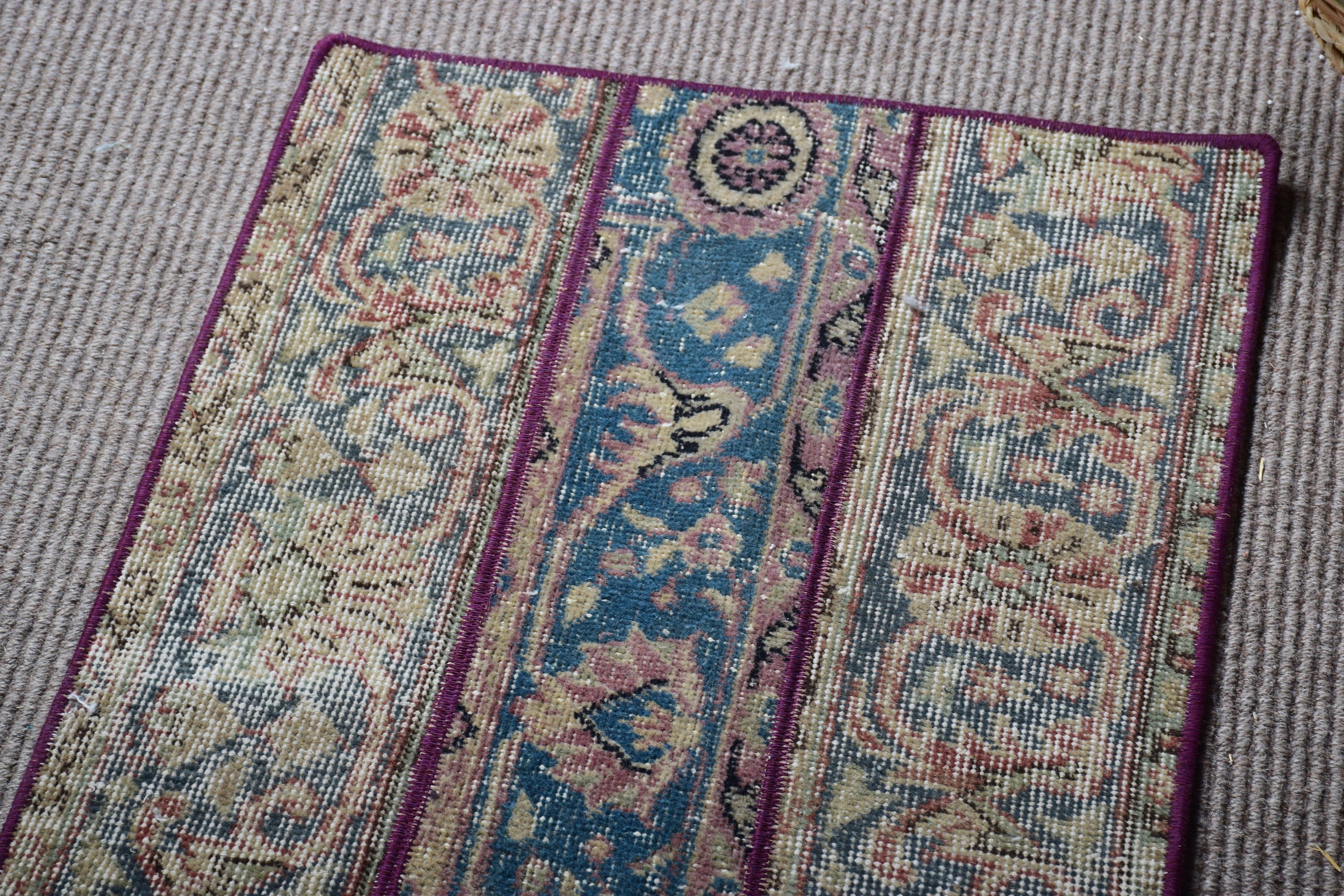 Turkish Rug, Rugs for Entry, Vintage Rug, Purple Kitchen Rugs, Antique Rug, Distressed Rug, 1.7x3 ft Small Rug, Bedroom Rug