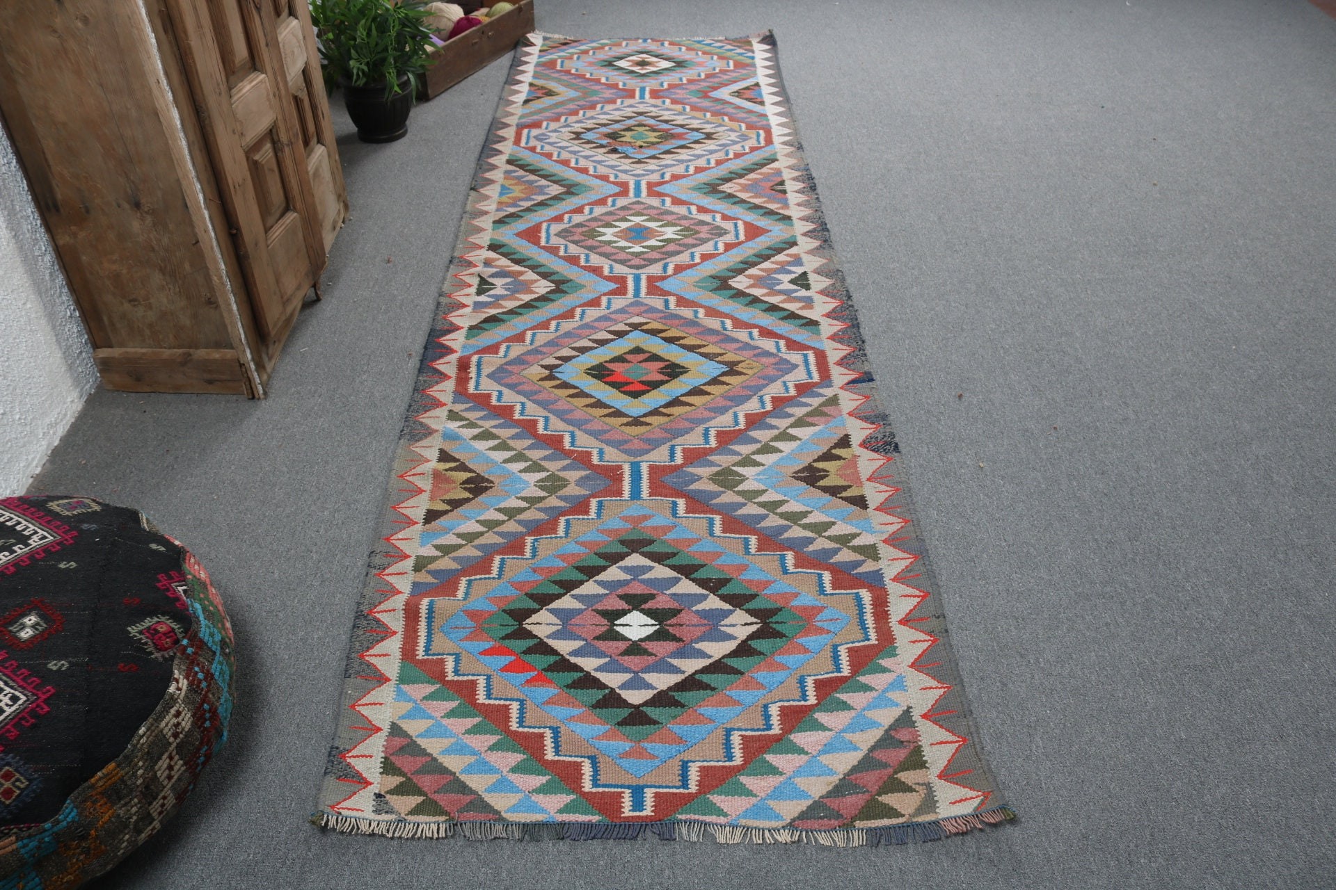 Gökkuşağı Antika Halılar, Yatak Odası Halıları, Ofis Halısı, Lüks Halı, 3.1x10.7 ft Runner Halısı, Vintage Halılar, Türk Halısı, Beni Ourain Runner Halıları