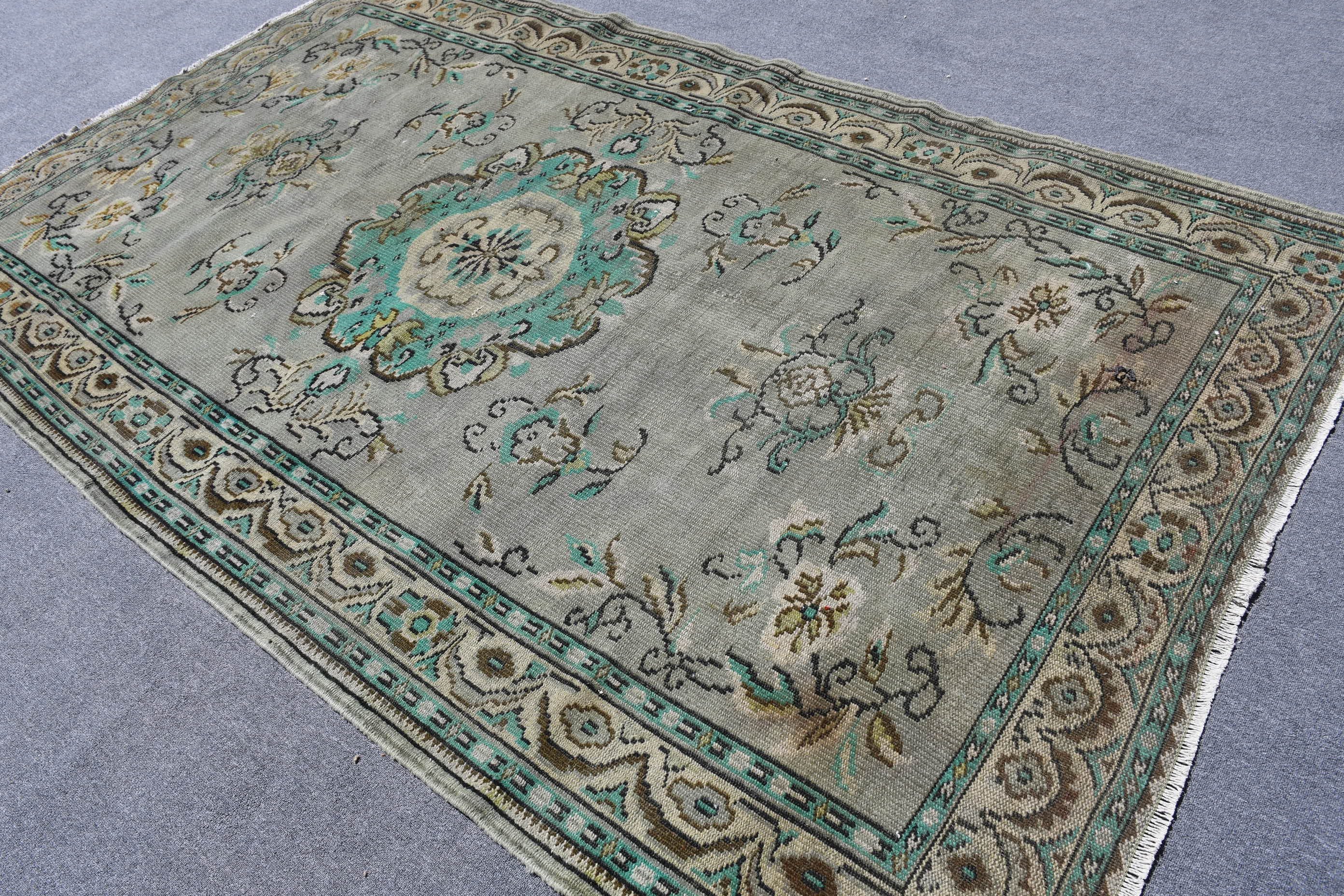 Floor Rug, Salon Rug, Anatolian Rug, Turkish Rugs, Vintage Rug, Rugs for Salon, Dining Room Rug, 6x9.6 ft Large Rugs, Green Anatolian Rug