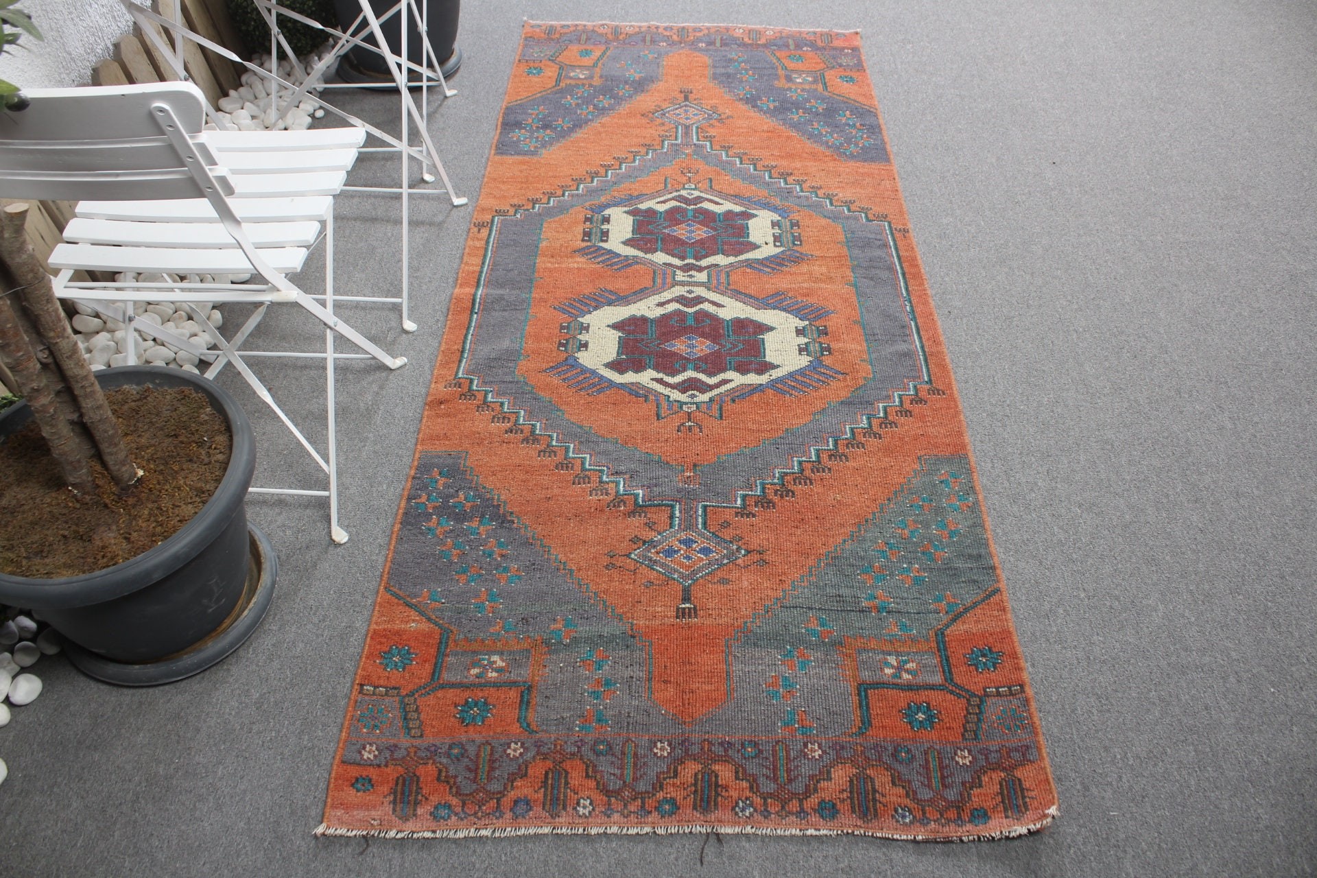 Turkish Rug, Oriental Rug, Handmade Rug, Entry Rug, Vintage Rug, 3.1x7.7 ft Accent Rugs, Orange Bedroom Rug, Nursery Rugs