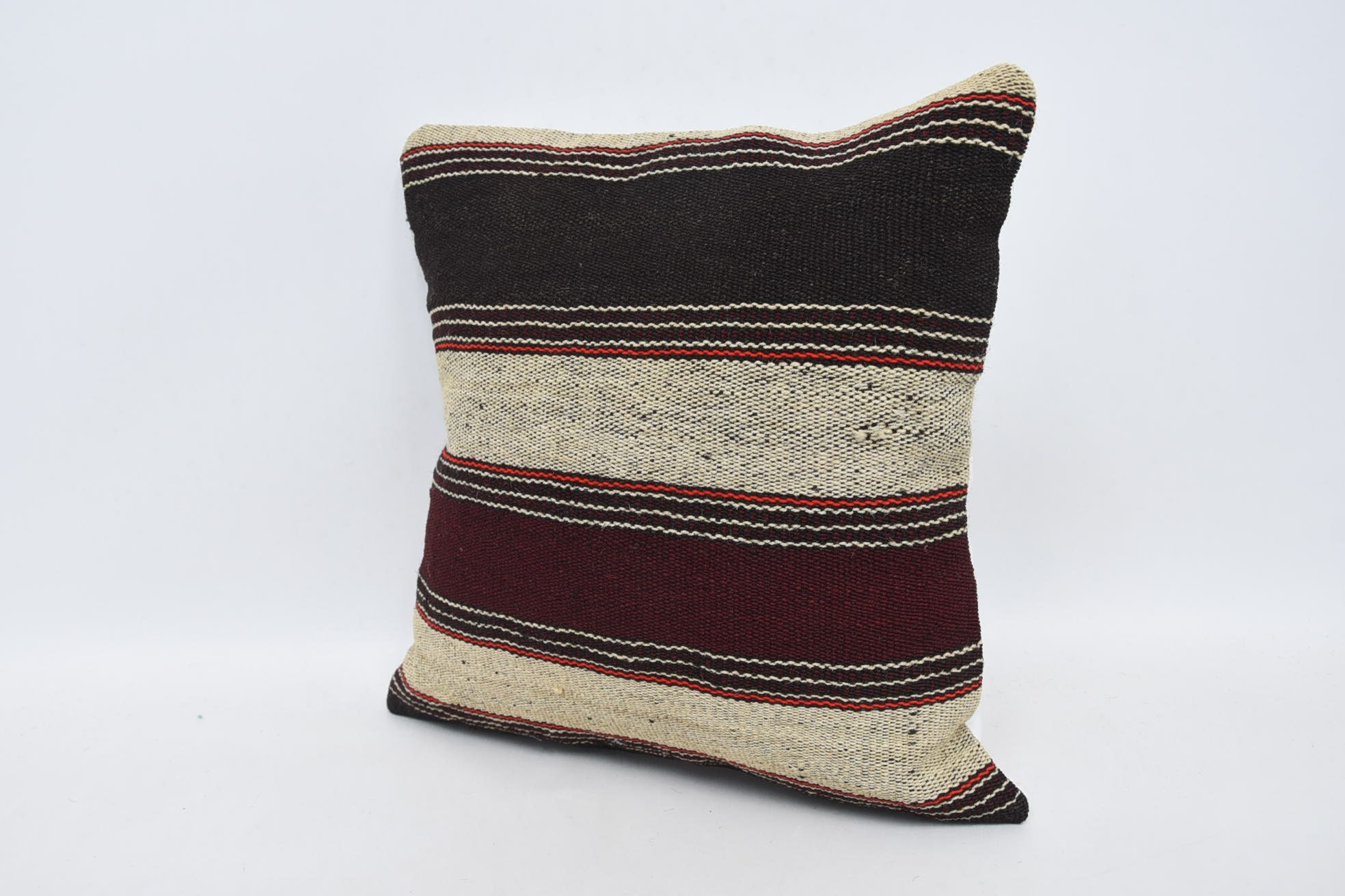 Kilim Yastık, Oturma Odası Kırlent Kılıfı, Türk Kilim Yastık, Kanepe Yastık, 16"x16" Bej Kırlent