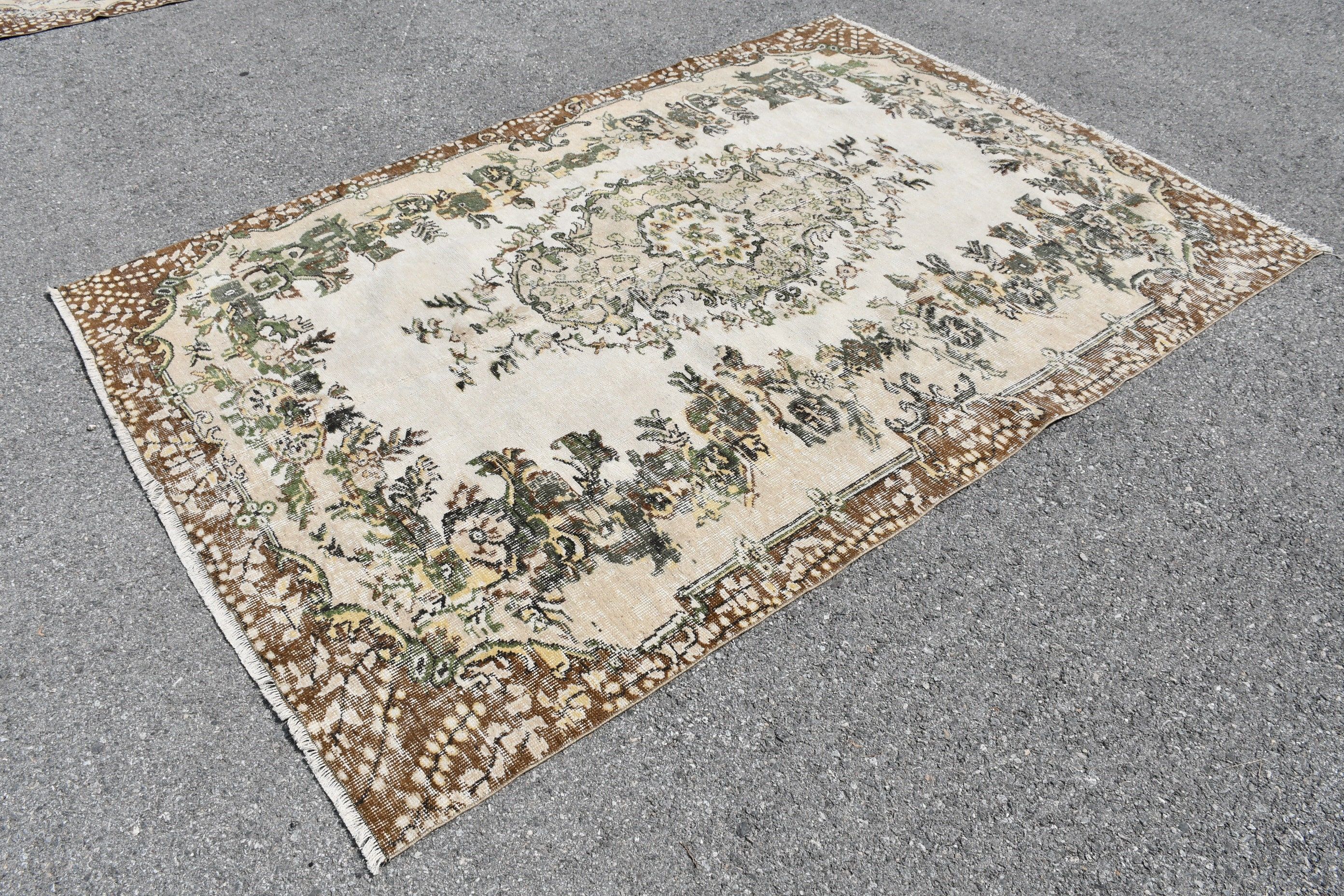 Salon Rug, Kitchen Rug, Vintage Rug, Dining Room Rugs, Turkish Rug, Oushak Rugs, Beige  5.9x8.6 ft Large Rug, Bohemian Rugs