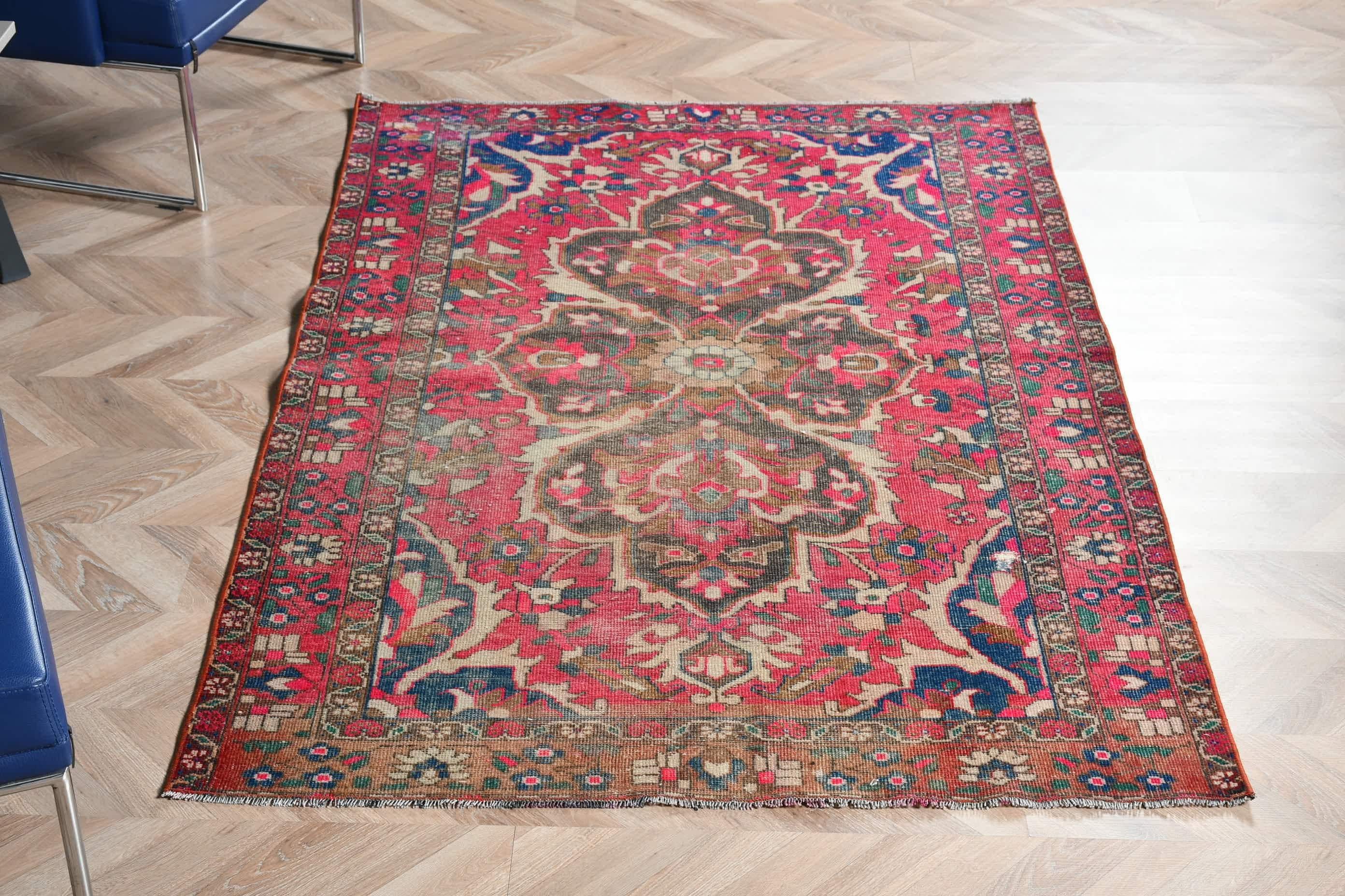 Vintage Halı, Türk Halıları, 4x6,3 ft Alan Halısı, Mutfak Halısı, Çocuk Odası Halıları, Pembe Yer Halıları, Dış Mekan Halısı, Vintage Dekor Halıları, Oushak Halıları