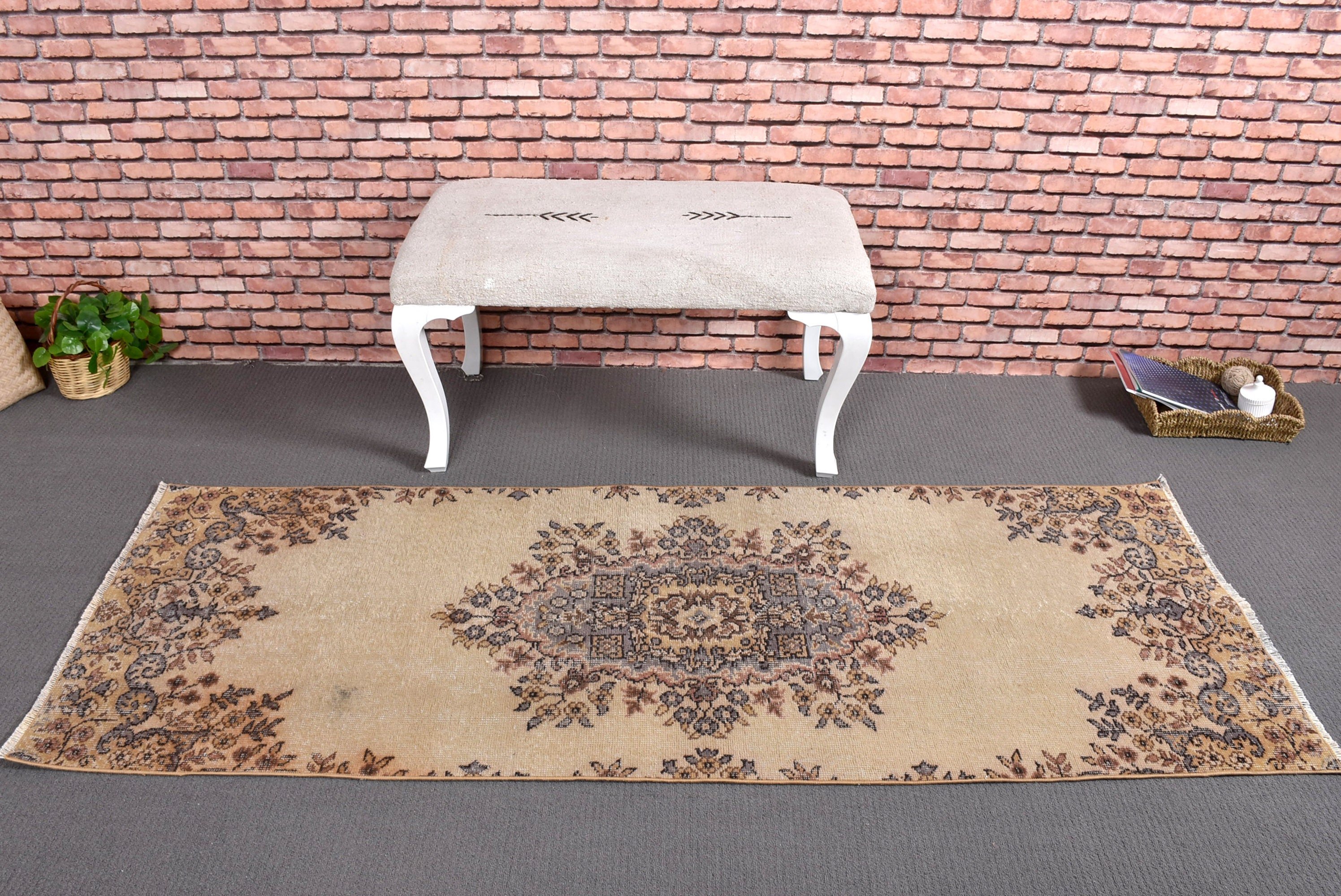 Koridor Halıları, Yatak Odası Halısı, Vintage Halı, 2.5x6.8 ft Runner Halısı, Bej Fas Halıları, Türk Halıları, Beni Ourain Runner Halısı, Oushak Halısı