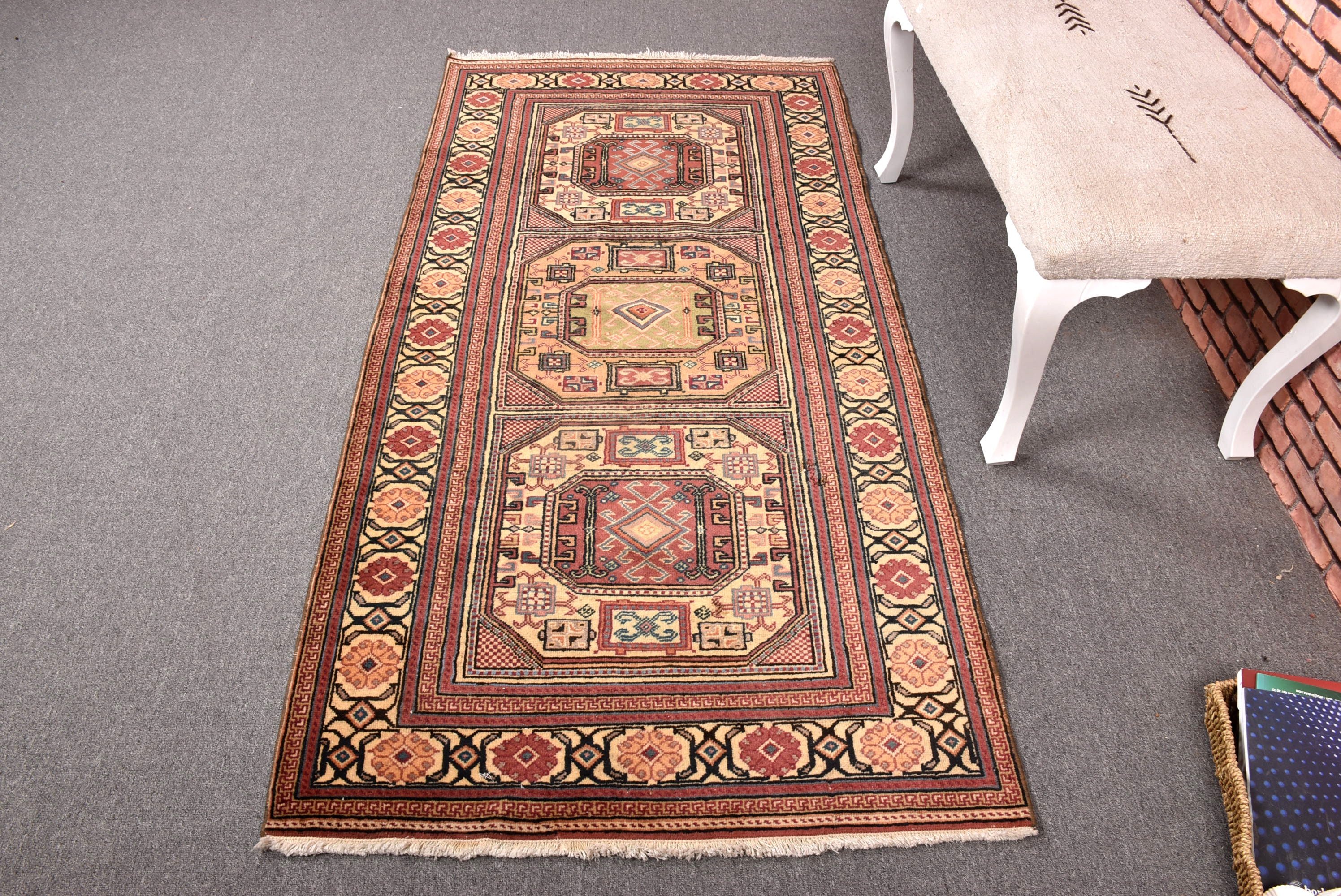 Dekoratif Halılar, 3.1x6.5 ft Vurgulu Halılar, Mor Lüks Halılar, Vintage Vurgulu Halılar, Nötr Halı, Yün Halı, Boho Halı, Türk Halısı, Vintage Halı