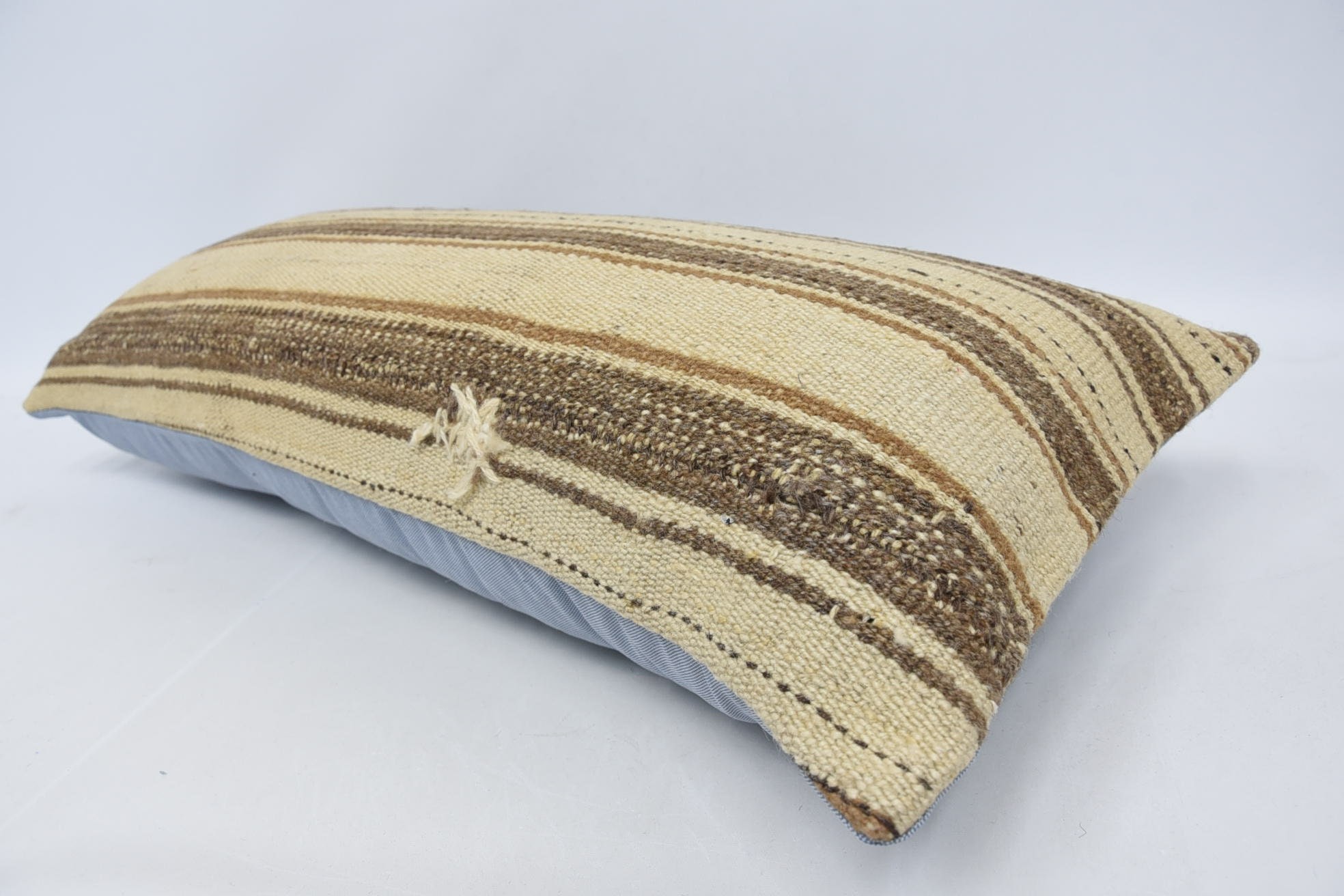 Aesthetic Pillow Cover, Kilim Pillow, 16"x36" Beige Pillow Case, Handmade Kilim Cushion, Vintage Kilim Pillow, Ethnic Cushion