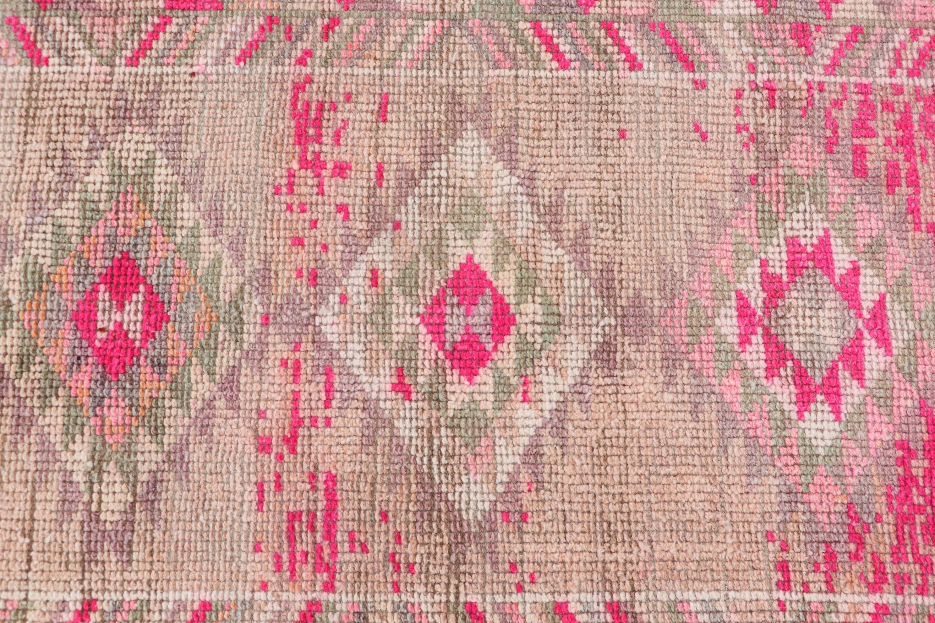 Vintage Rug, Oriental Rug, Rugs for Kitchen, Turkish Rugs, 2.7x10.9 ft Runner Rug, Pink Cool Rug, Kitchen Rug, Custom Rug