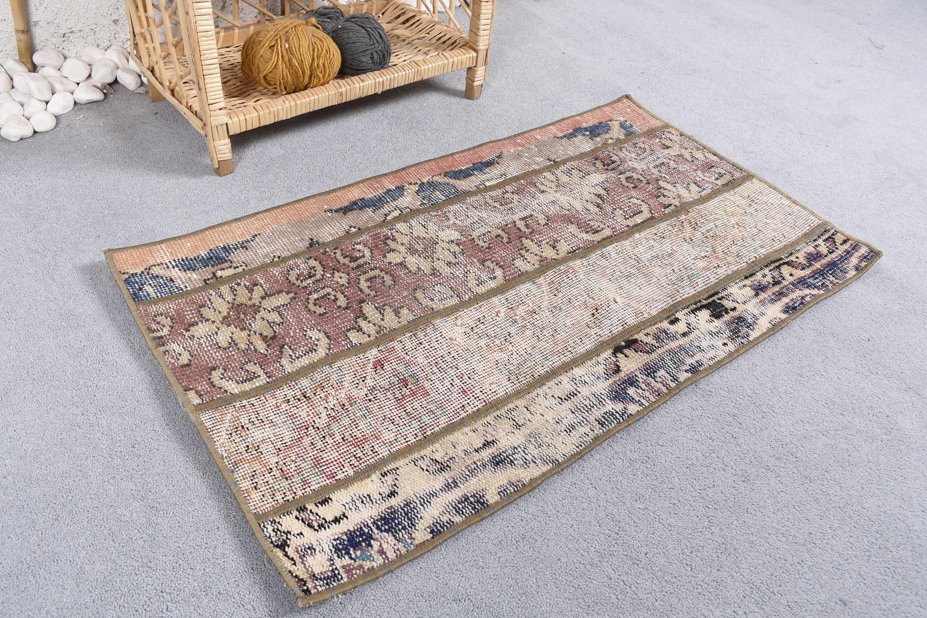 1.8x3.1 ft Small Rug, Bedroom Rug, Floor Rug, Wall Hanging Rugs, Vintage Rugs, Bathroom Rug, Bright Rug, Beige Moroccan Rug, Turkish Rug