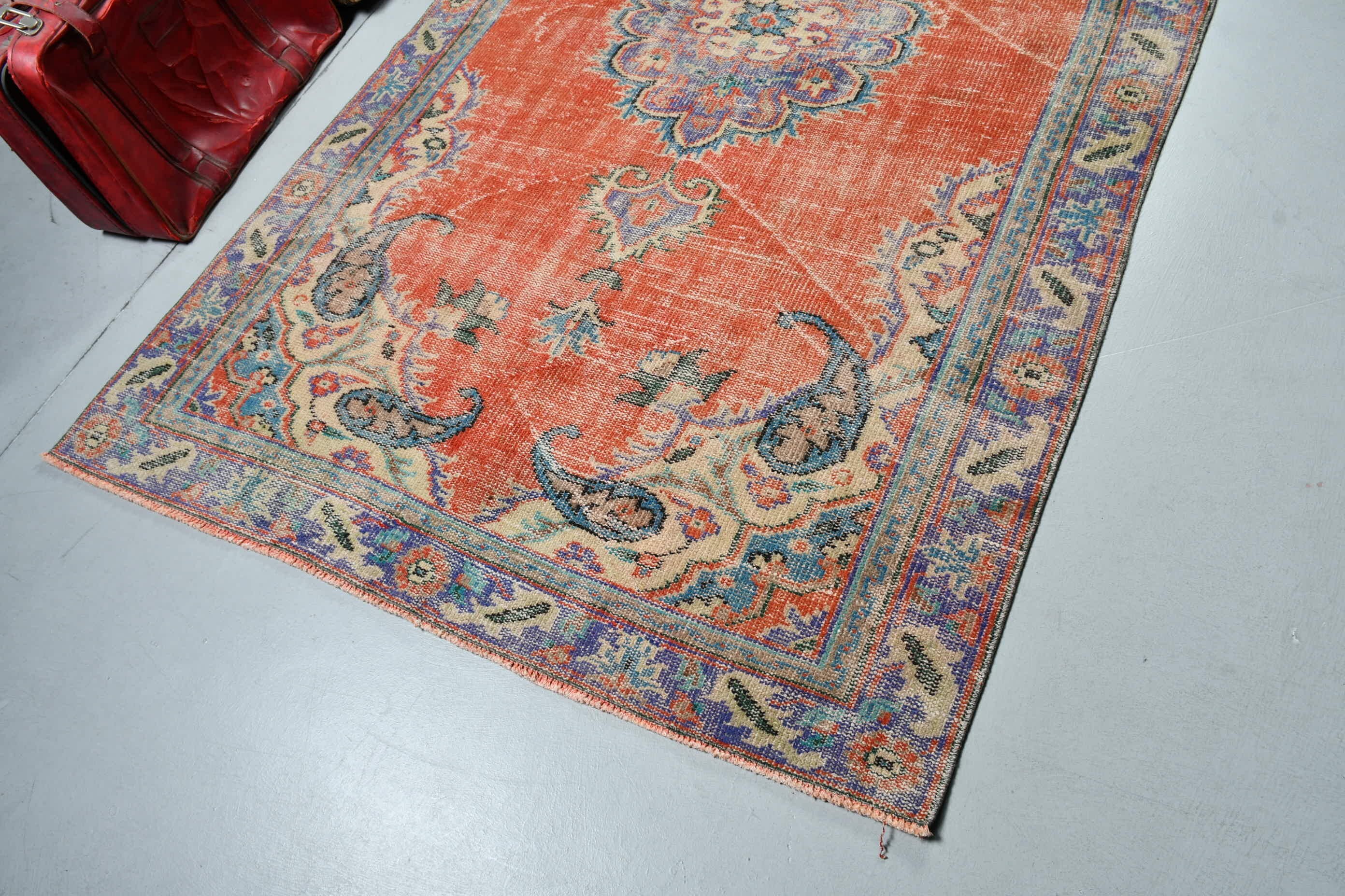 Kitchen Rug, Turkish Rug, Antique Rug, Living Room Rug, Anatolian Rug, Red  4.8x7.8 ft Area Rugs, Outdoor Rugs, Vintage Rug