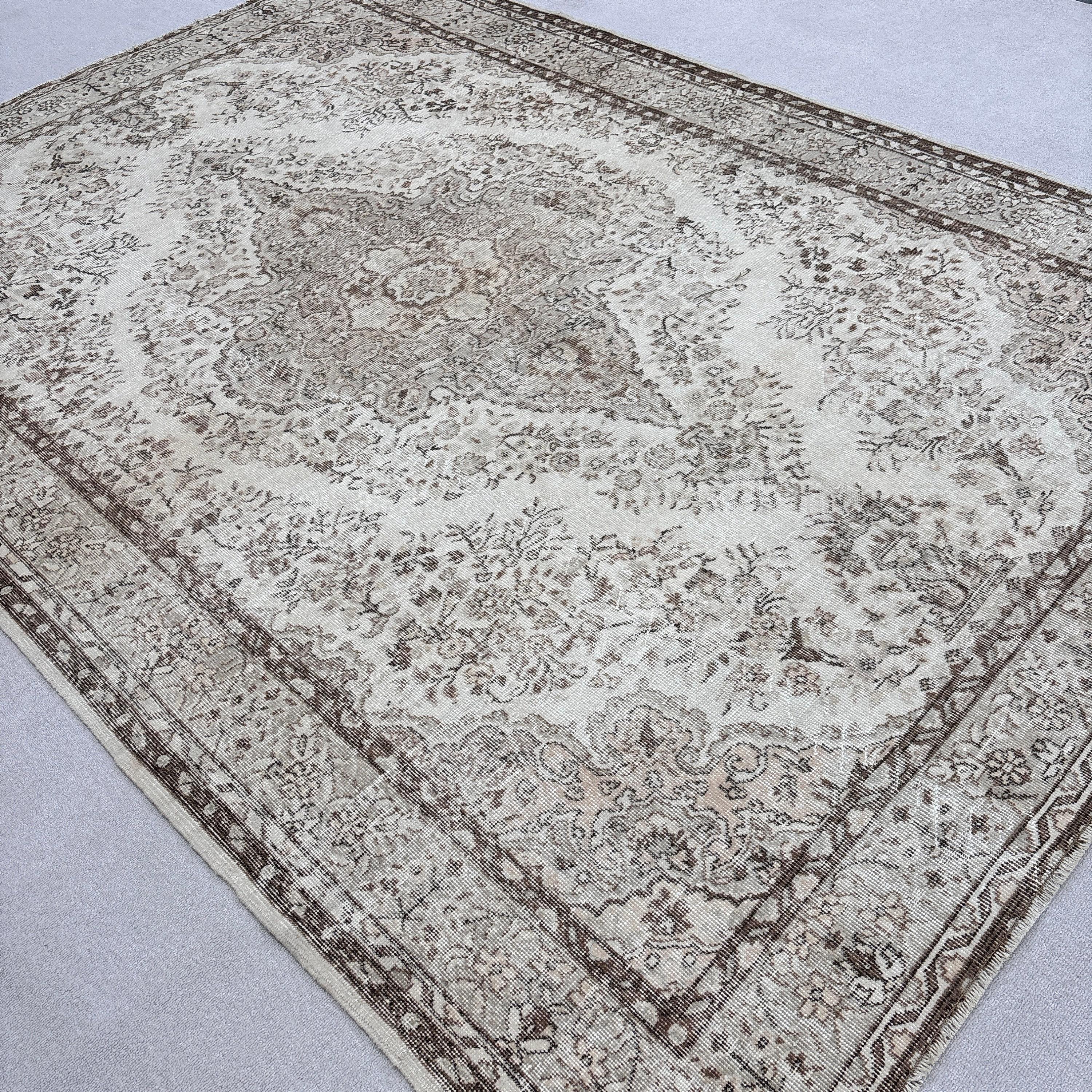 Vintage Halılar, Türk Halıları, Bej Modern Halılar, Büyük Boy Türk Halısı, 7.2x10.4 ft Büyük Boy Halılar, Açıklama Halıları, Oturma Odası Halısı, Havalı Halı