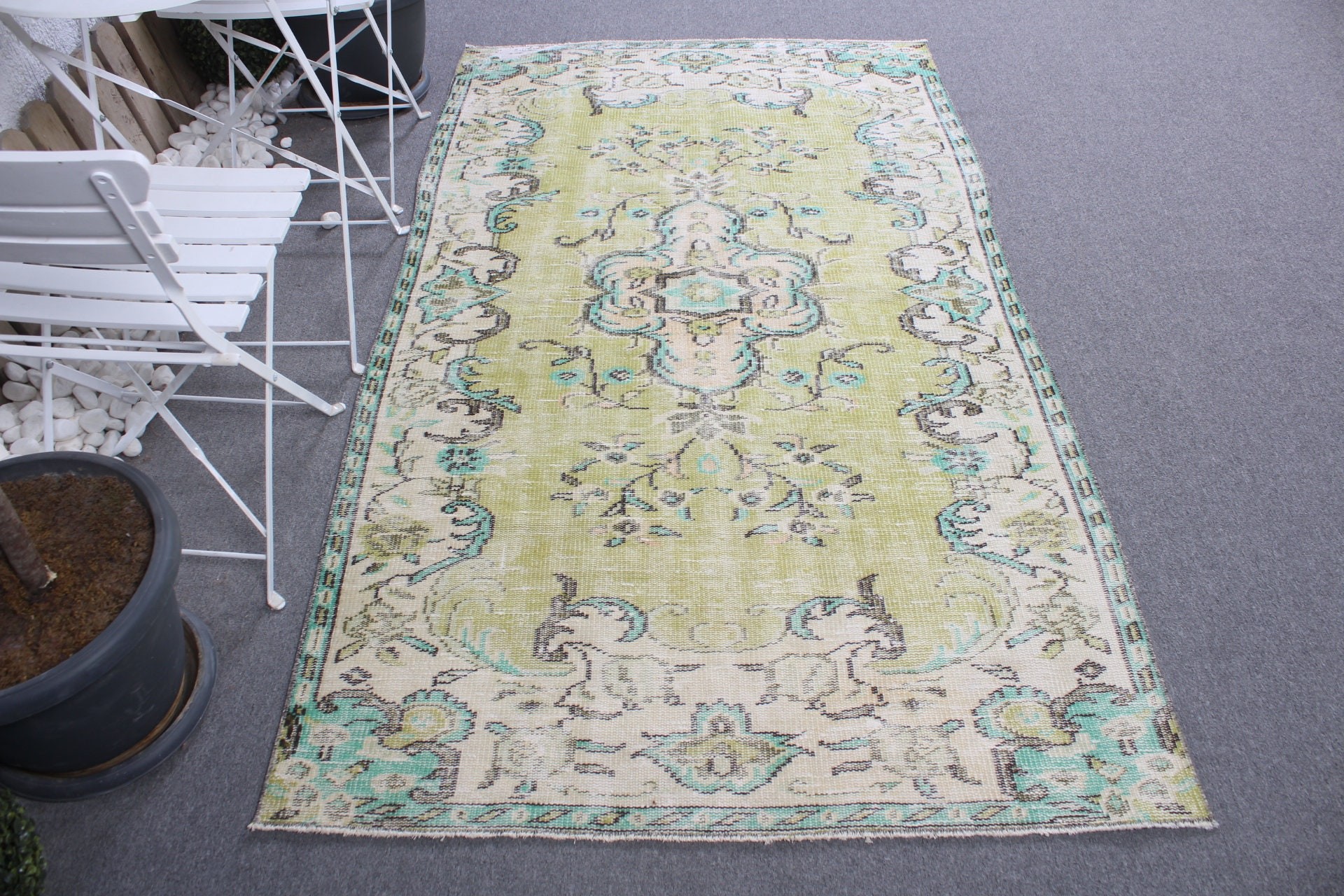 Wool Rugs, Vintage Rug, Nomadic Rug, Rugs for Area, 4x7.2 ft Area Rug, Nursery Rugs, Floor Rug, Turkish Rug, Home Decor Rug, Green Cool Rug