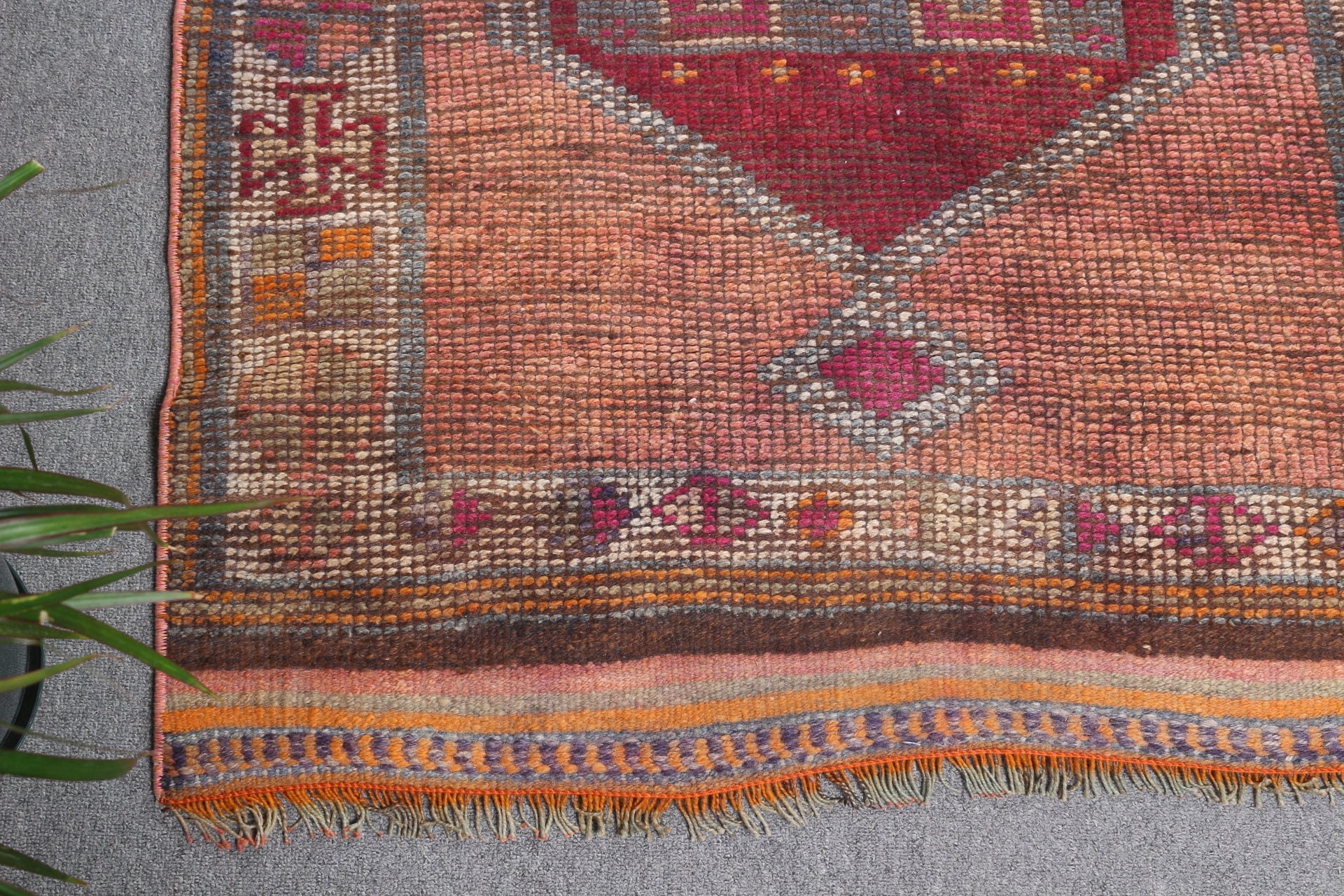 Vintage Rugs, Purple Oushak Rugs, Moroccan Rug, Rugs for Corridor, Turkish Rug, Kitchen Rug, Wool Rug, 3.1x9.8 ft Runner Rugs, Ethnic Rugs