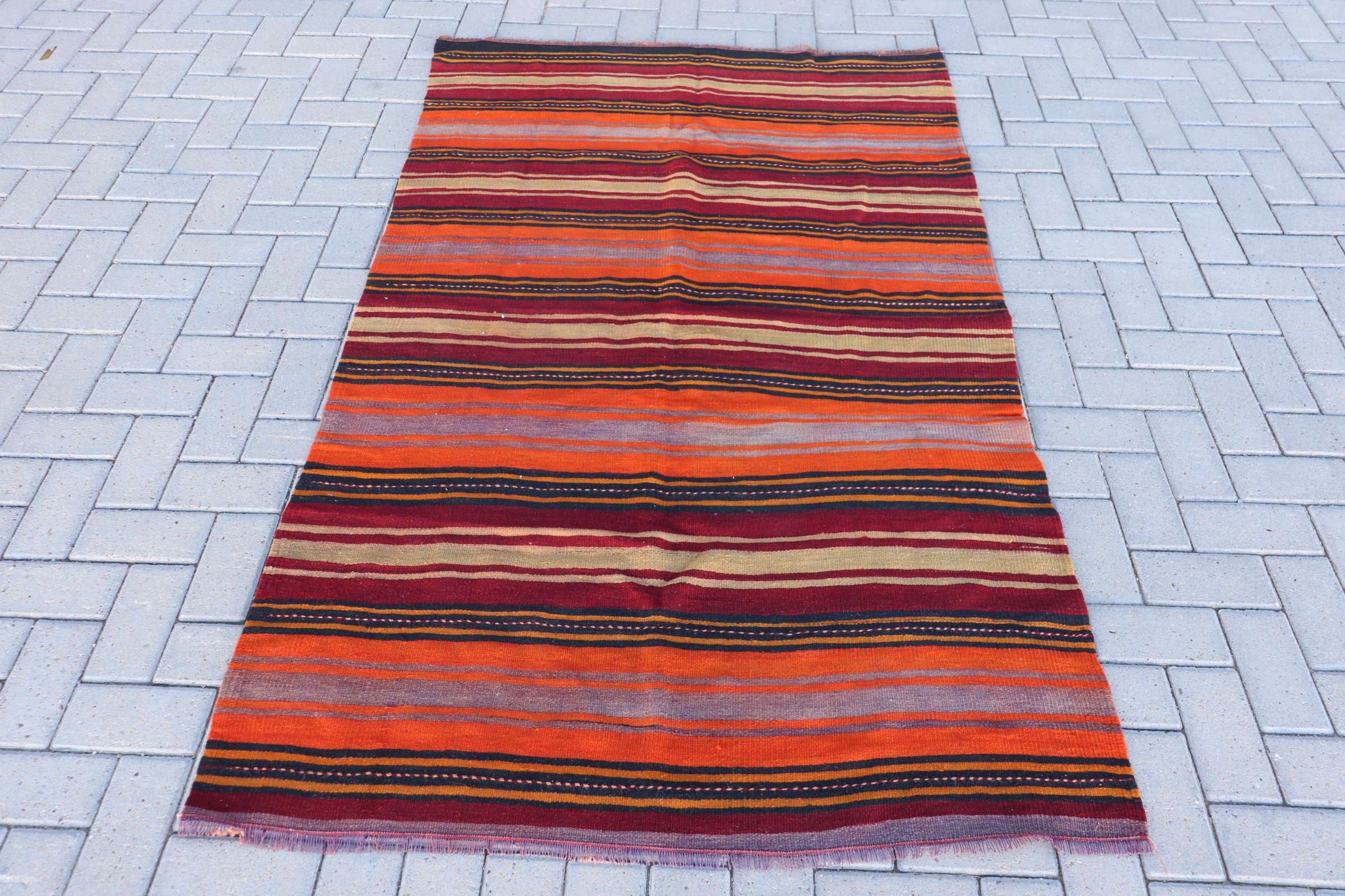 Living Room Rug, Retro Rugs, Anatolian Rugs, Vintage Rug, Kilim, Red Cool Rug, Kitchen Rugs, Bedroom Rug, Turkish Rug, 3.9x6.6 ft Area Rug