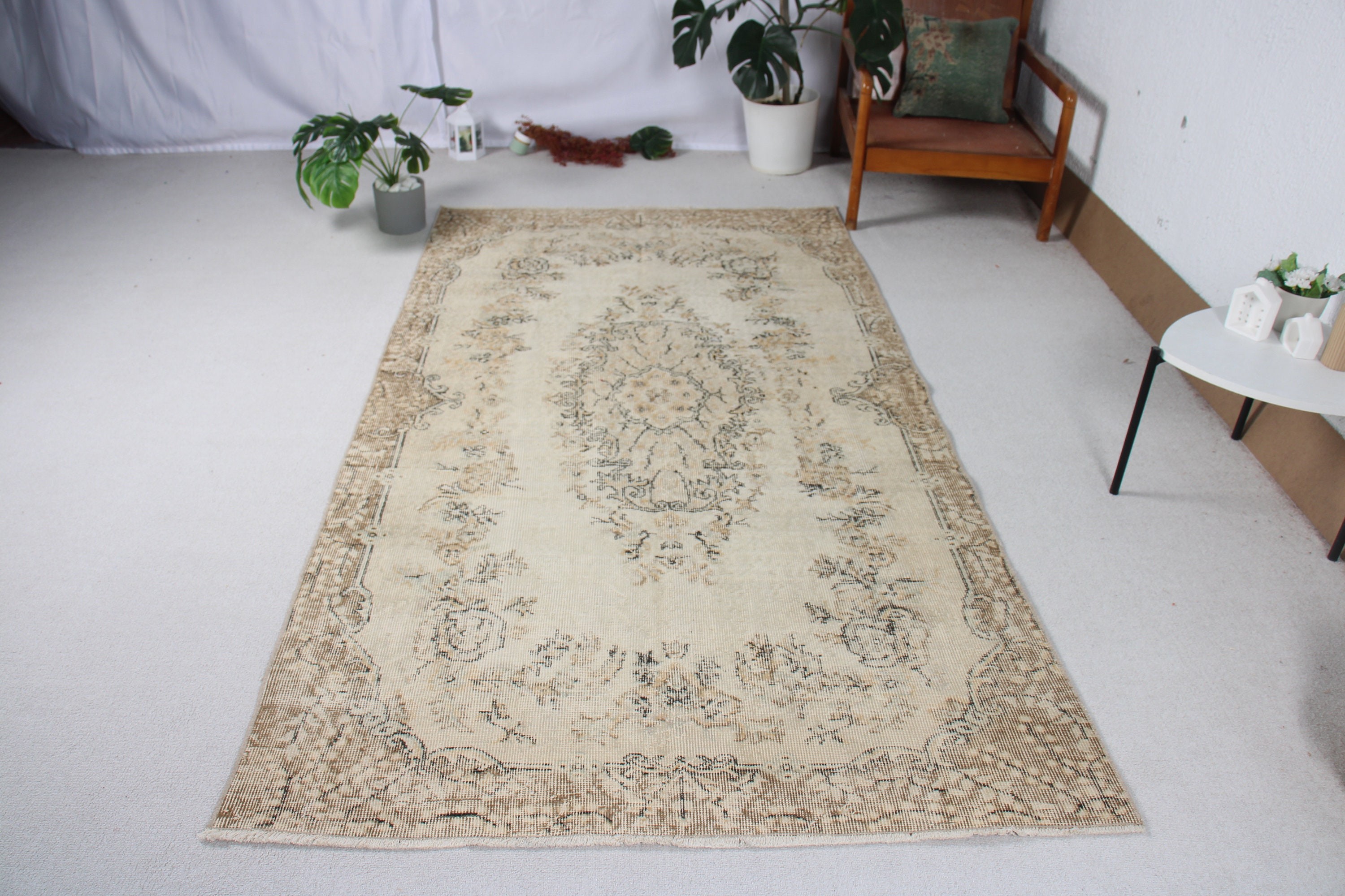 Türk Halısı, Ev Dekorasyonu Halıları, 4.6x8.2 ft Alan Halıları, Yemek Odası Halıları, Bej Modern Halılar, Vintage Halılar, Çocuk Halısı