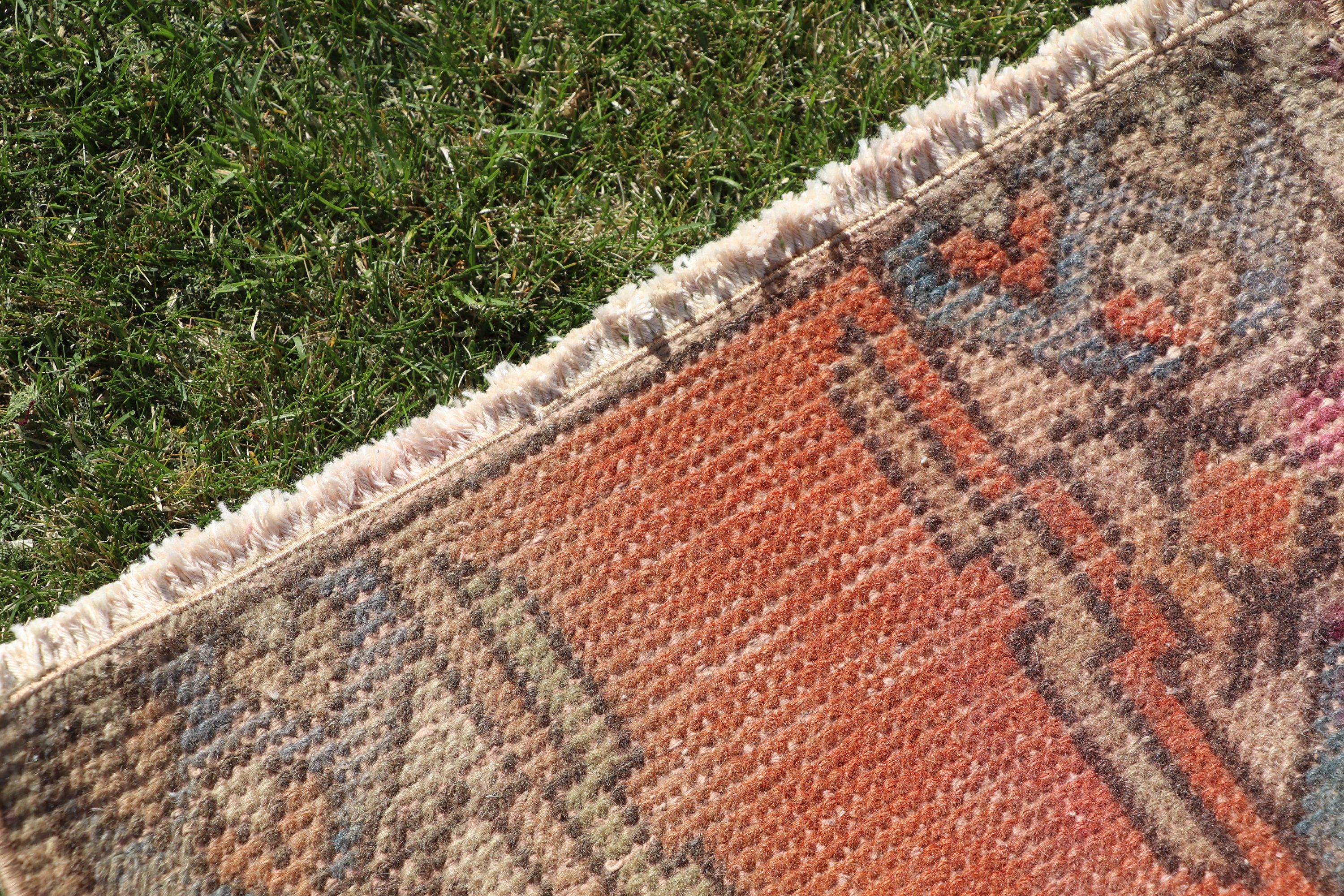 Cool Rugs, Kitchen Rugs, Bathroom Rug, Rugs for Bedroom, Vintage Rugs, Turkish Rug, Luxury Rugs, 1.5x3 ft Small Rug, Orange Handwoven Rug