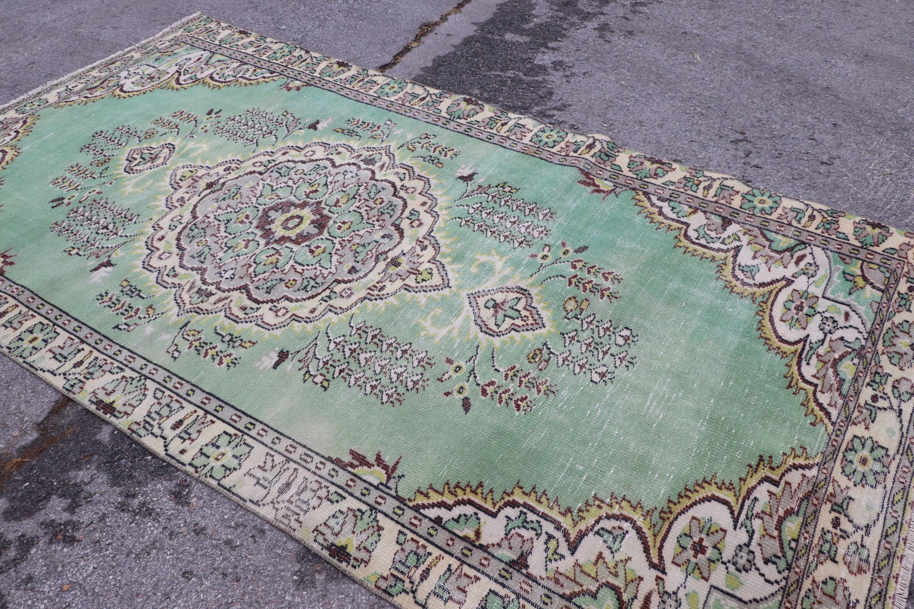 Salon Rug, 5.3x10.5 ft Large Rug, Wool Rug, Turkish Rug, Living Room Rugs, Vintage Rug, Organic Rugs, Green Oushak Rugs, Oushak Rugs