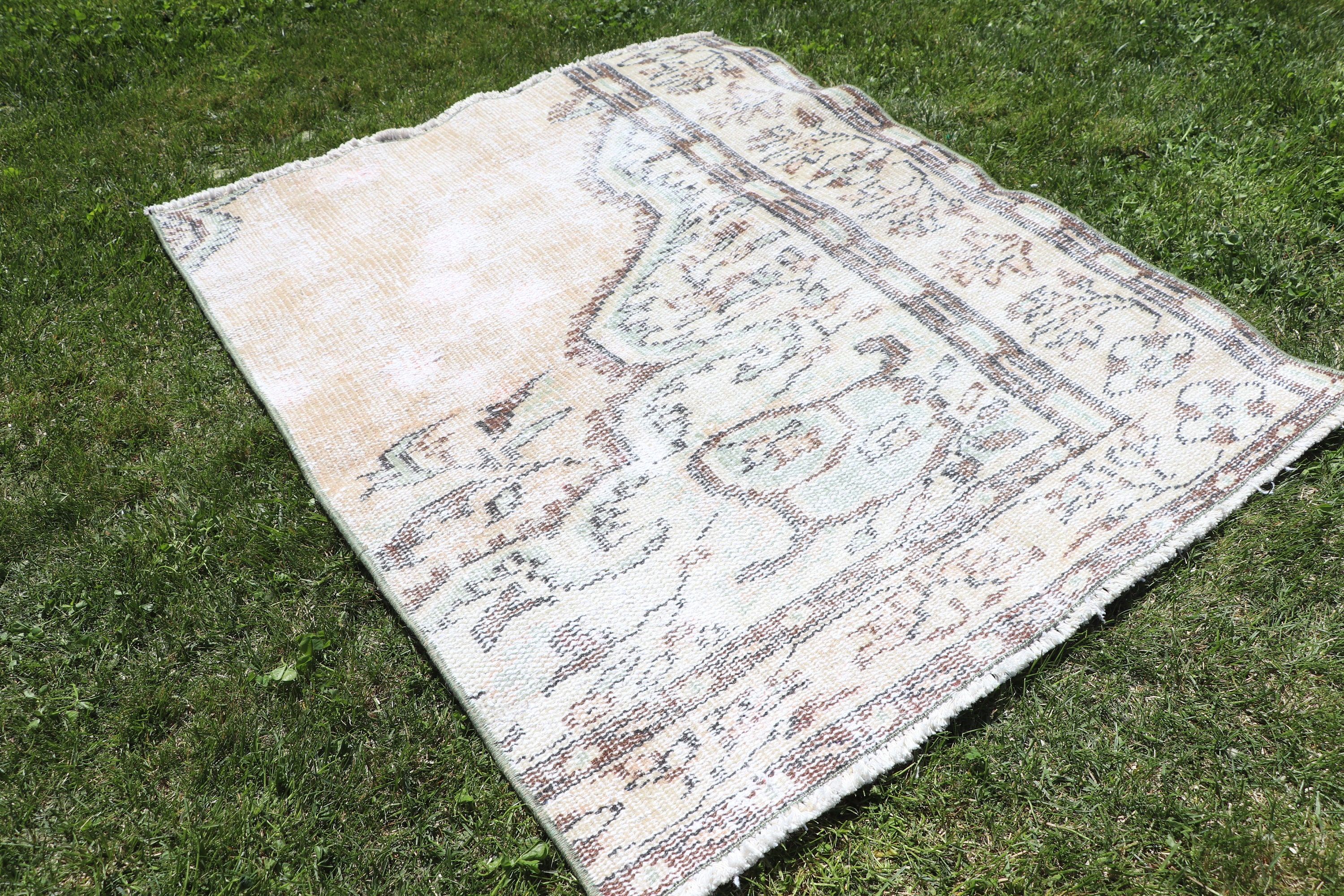 Beige Anatolian Rugs, Vintage Rugs, Geometric Rug, Car Mat Rugs, Turkish Rugs, Handwoven Rug, Wall Hanging Rugs, 2.6x3.1 ft Small Rugs