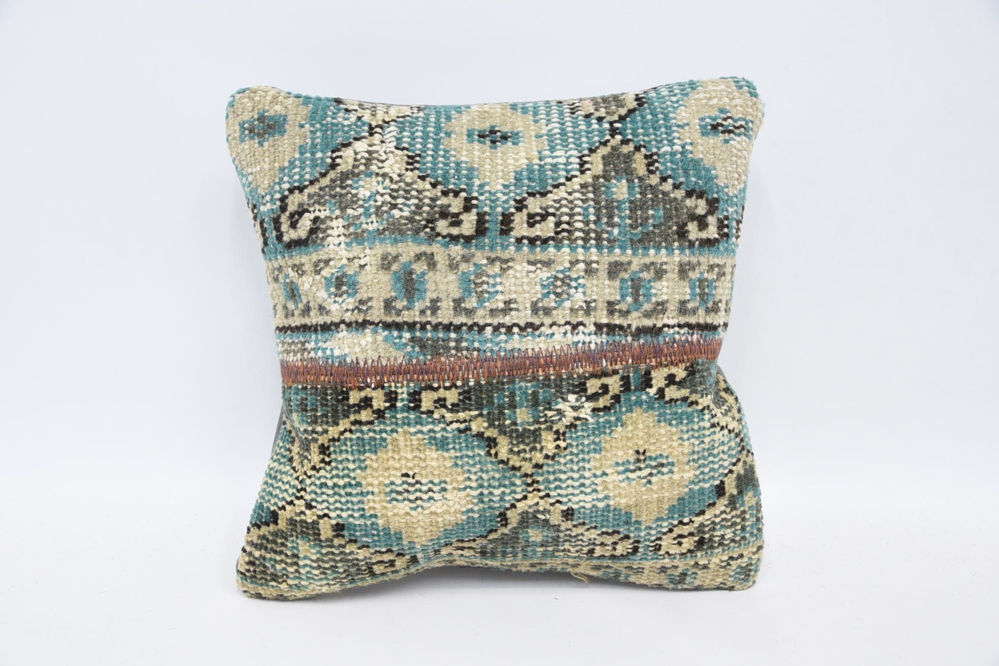 Ethnic Pillow Cover Cushion Cover, Pillow for Sofa, Antique Pillows, Home Decor Pillow, Floor Pillow, 12"x12" Blue Pillow Sham