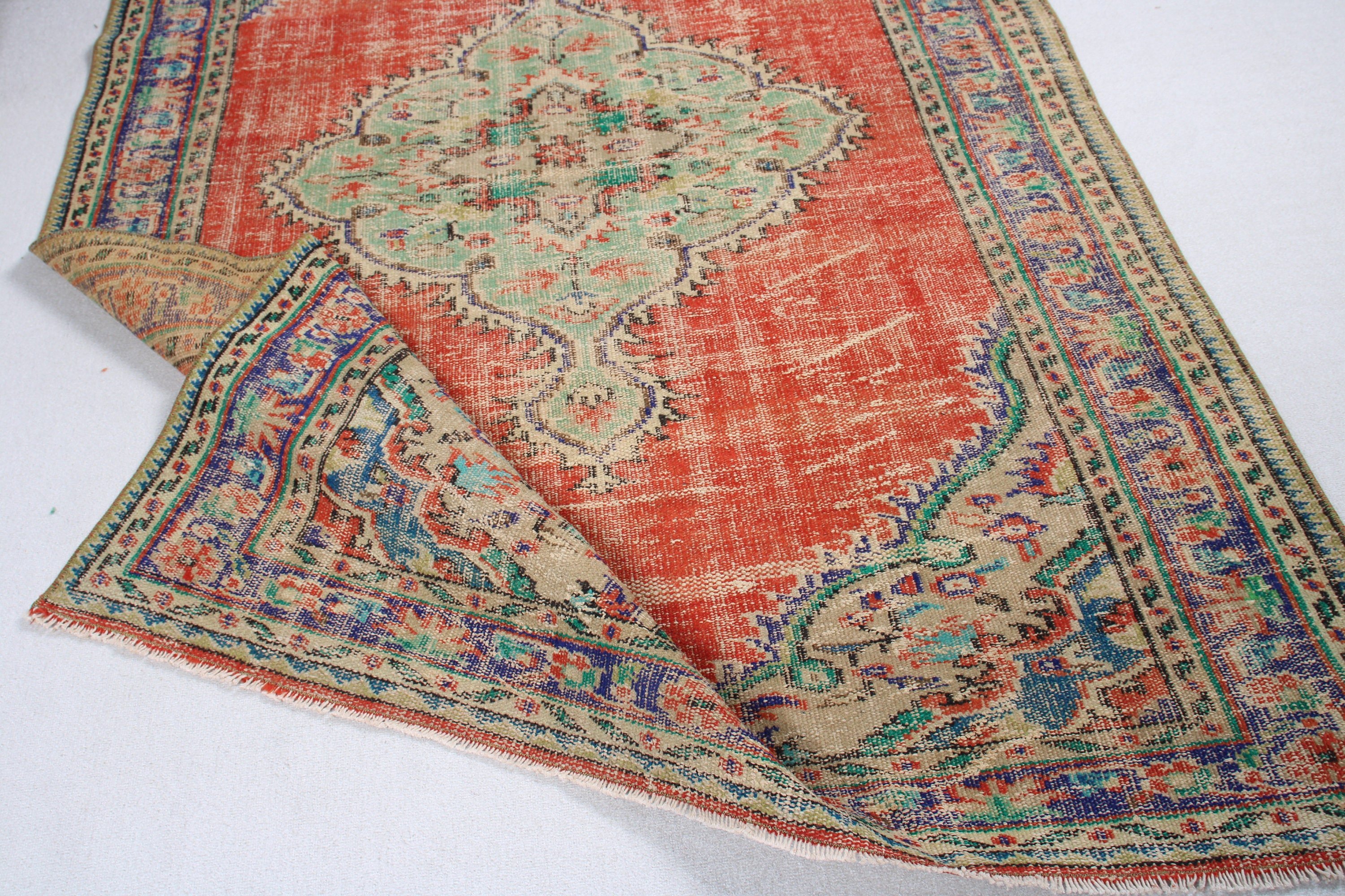 Türk Halıları, Vintage Halılar, Fas Halıları, Salon Halısı, Kırmızı Lüks Halı, 5.3x7.9 ft Büyük Halılar, Büyük Oushak Halısı, Anadolu Halıları, Boho Halıları