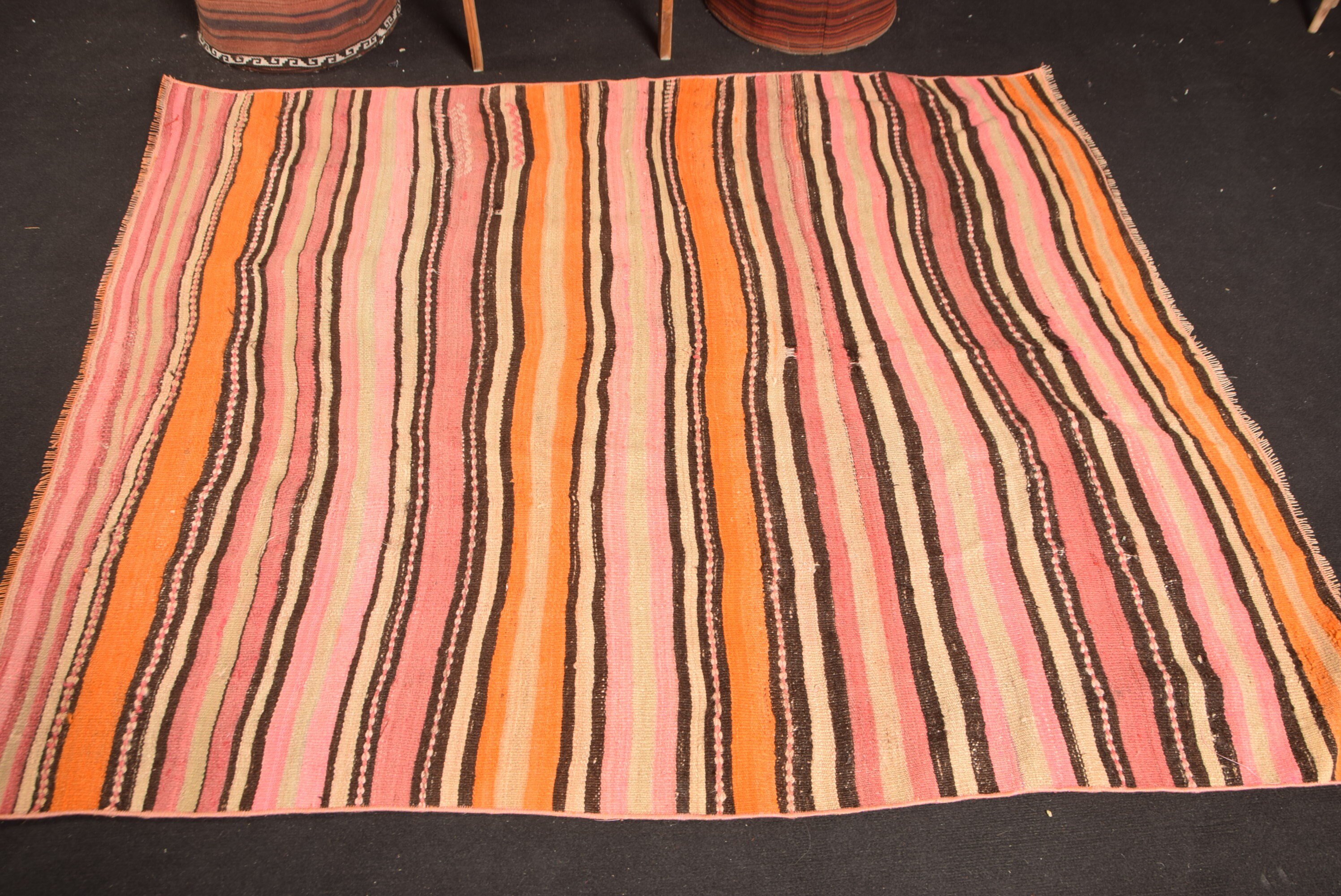 Anadolu Halıları, Yer Halısı, Kilim, Pembe Yün Halı, Yurt Halıları, 5.1x6.1 ft Alan Halısı, Yemek Odası Halıları, Türk Halısı, Vintage Halılar