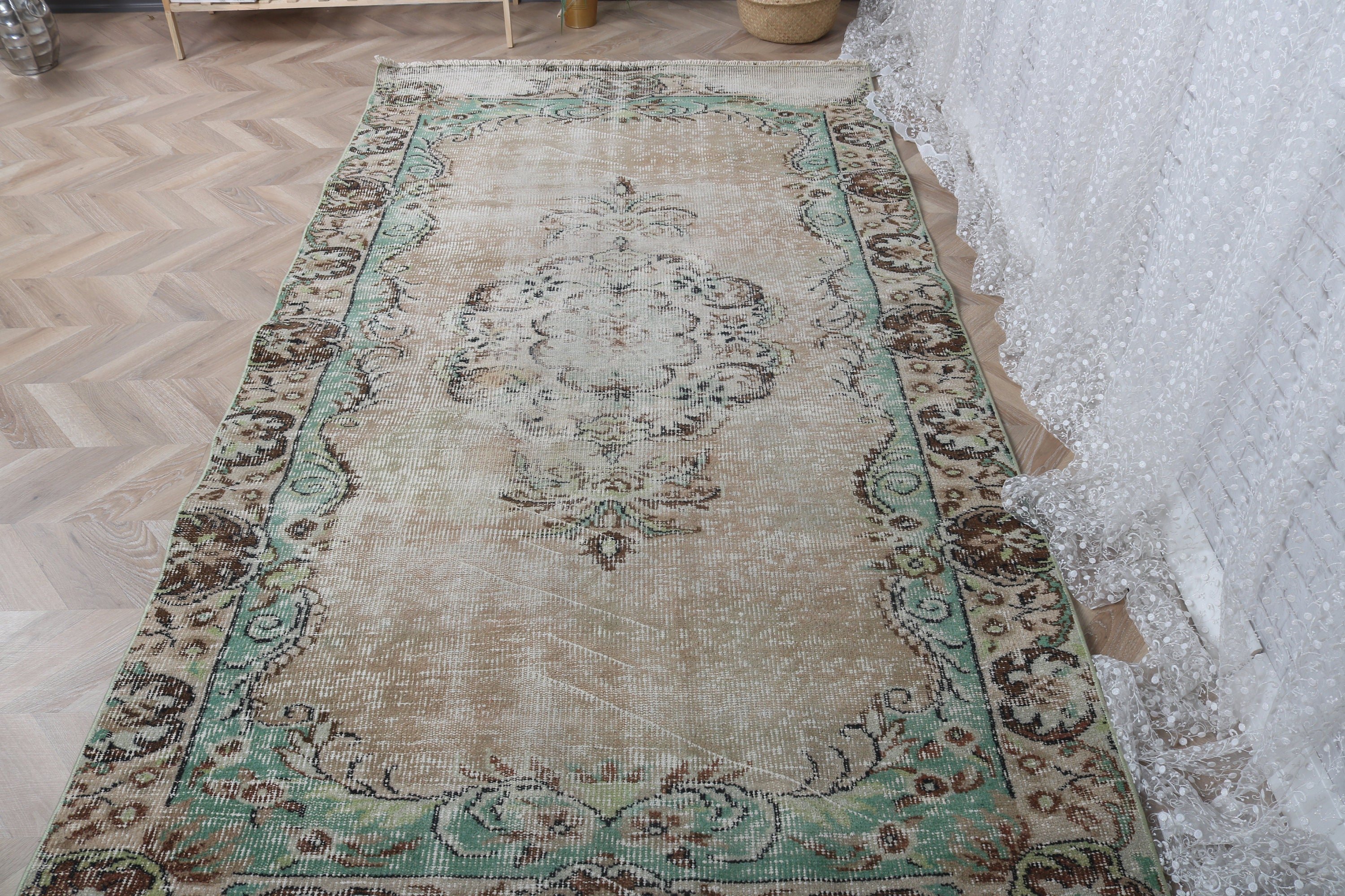 4.7x8.5 ft Alan Halısı, Yatak Odası Halıları, Türk Halısı, Havalı Halılar, Oturma Odası Halıları, Vintage Halı, Boho Halısı, Kahverengi Yer Halısı, Yatak Odası Halıları