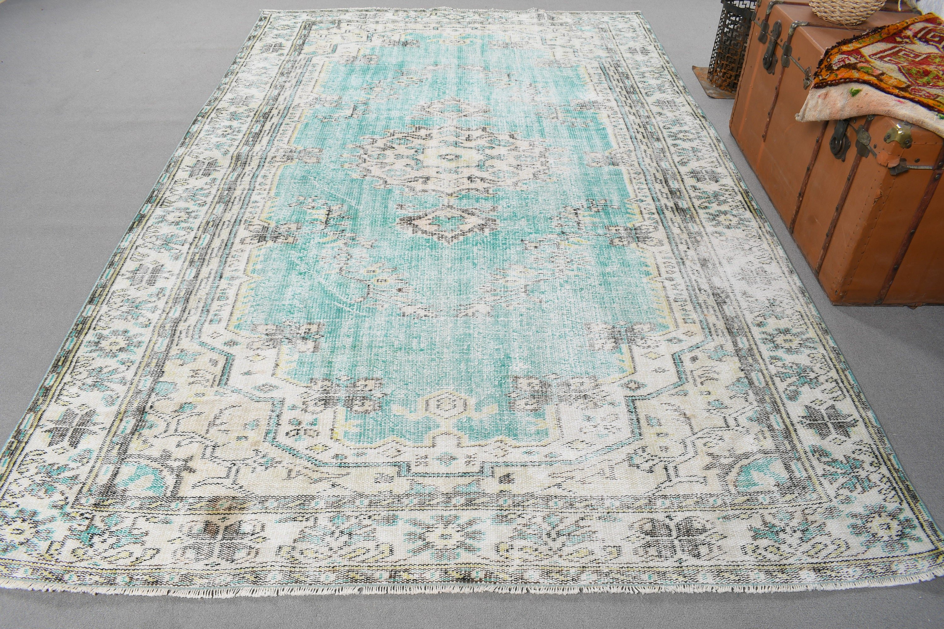 Vintage Halılar, Fas Halısı, Büyük Boho Halısı, Türk Halıları, Bej İfade Halıları, Yer Halısı, 6.2x9.6 ft Büyük Halı, Büyük Vintage Halı