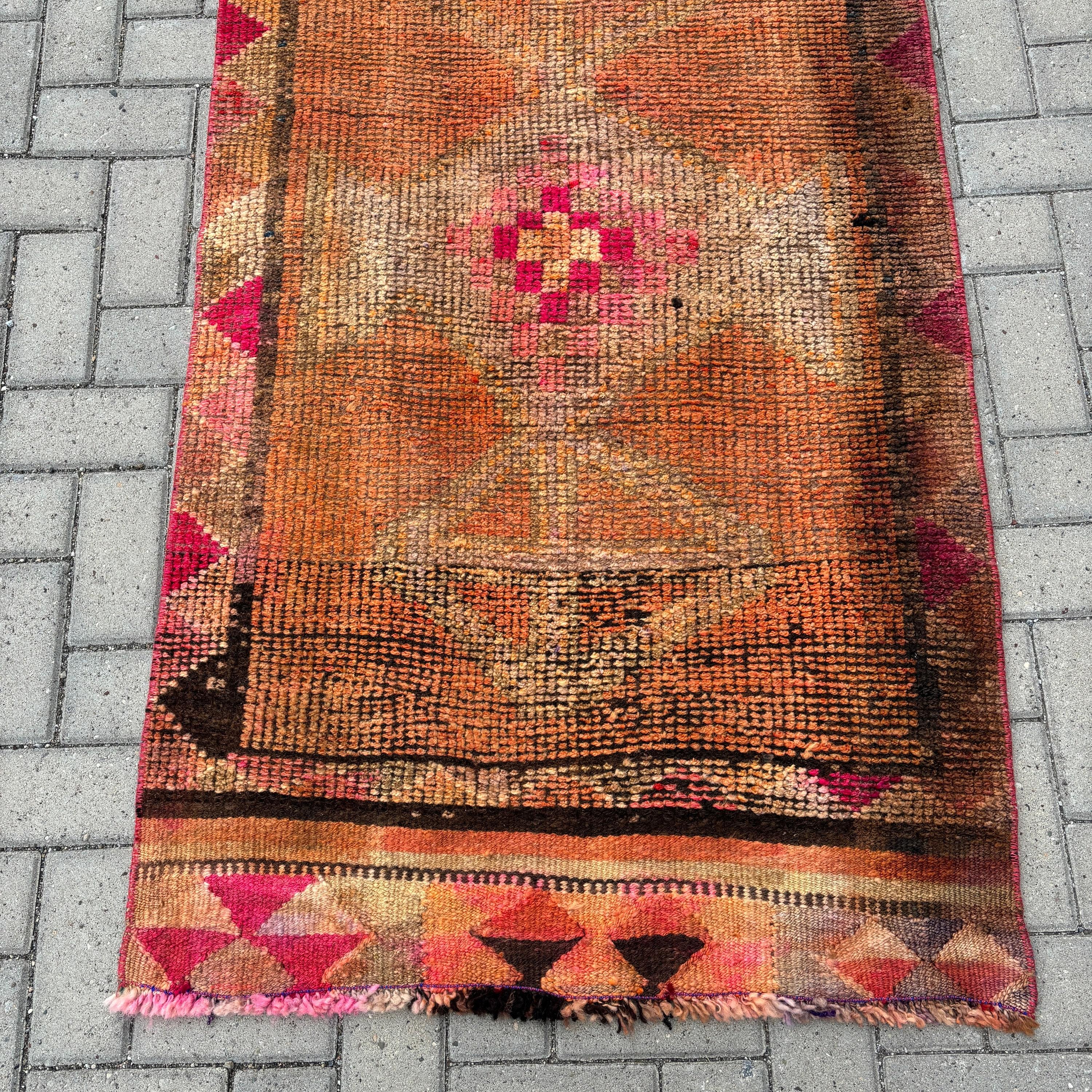 Turkish Rug, Stair Runner Rug Rugs, Bedroom Rugs, Anatolian Rug, Vintage Rug, 2.9x8.9 ft Runner Rug, Orange Bedroom Rug, Corridor Rugs