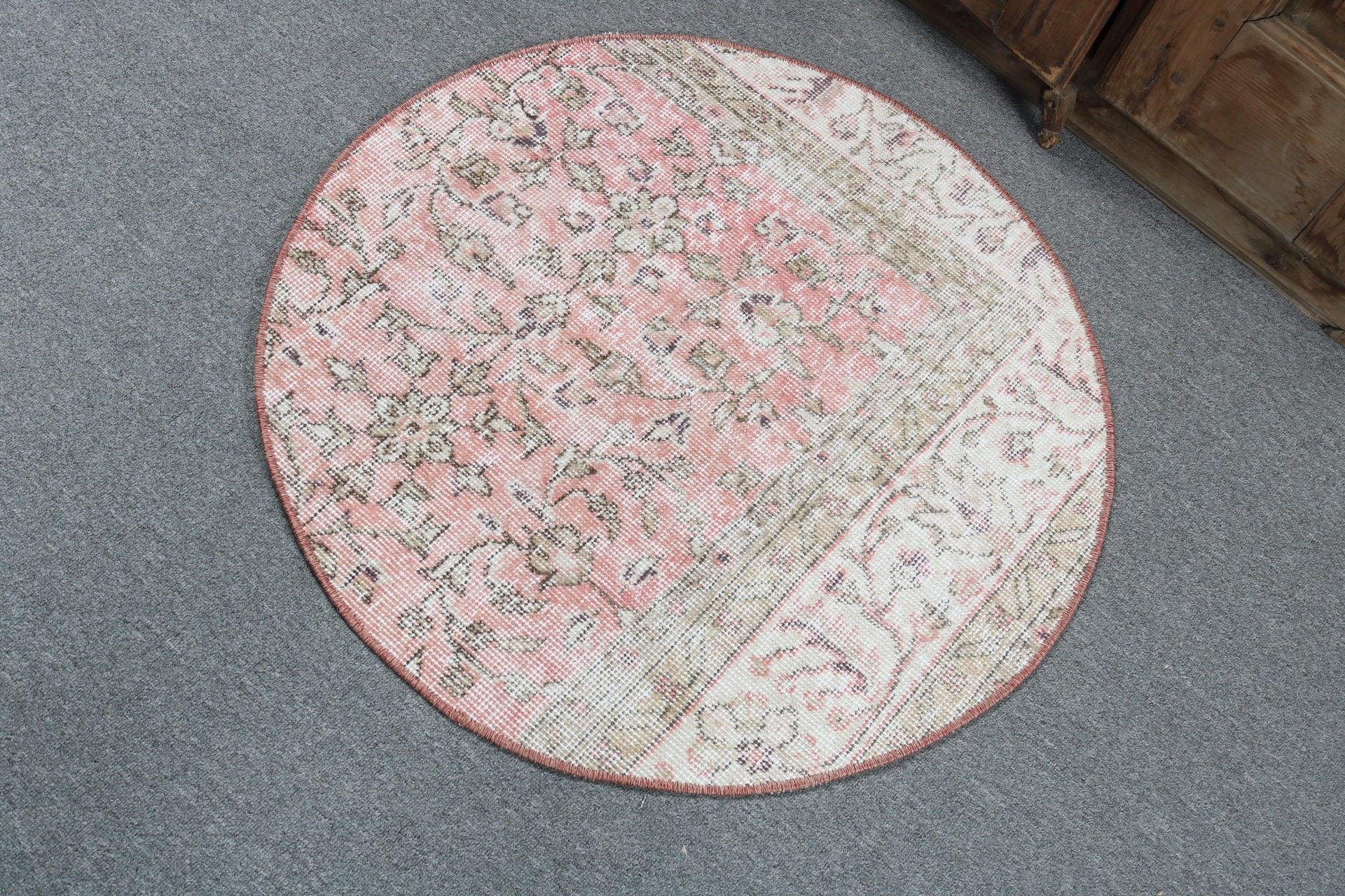 Pembe Geometrik Halılar, Antika Halı, Mutfak Halısı, Sanatsal Halı, Vintage Halı, Araba Paspas Halısı, Giriş Halıları, 2.6x2.6 ft Küçük Halı, Türk Halıları