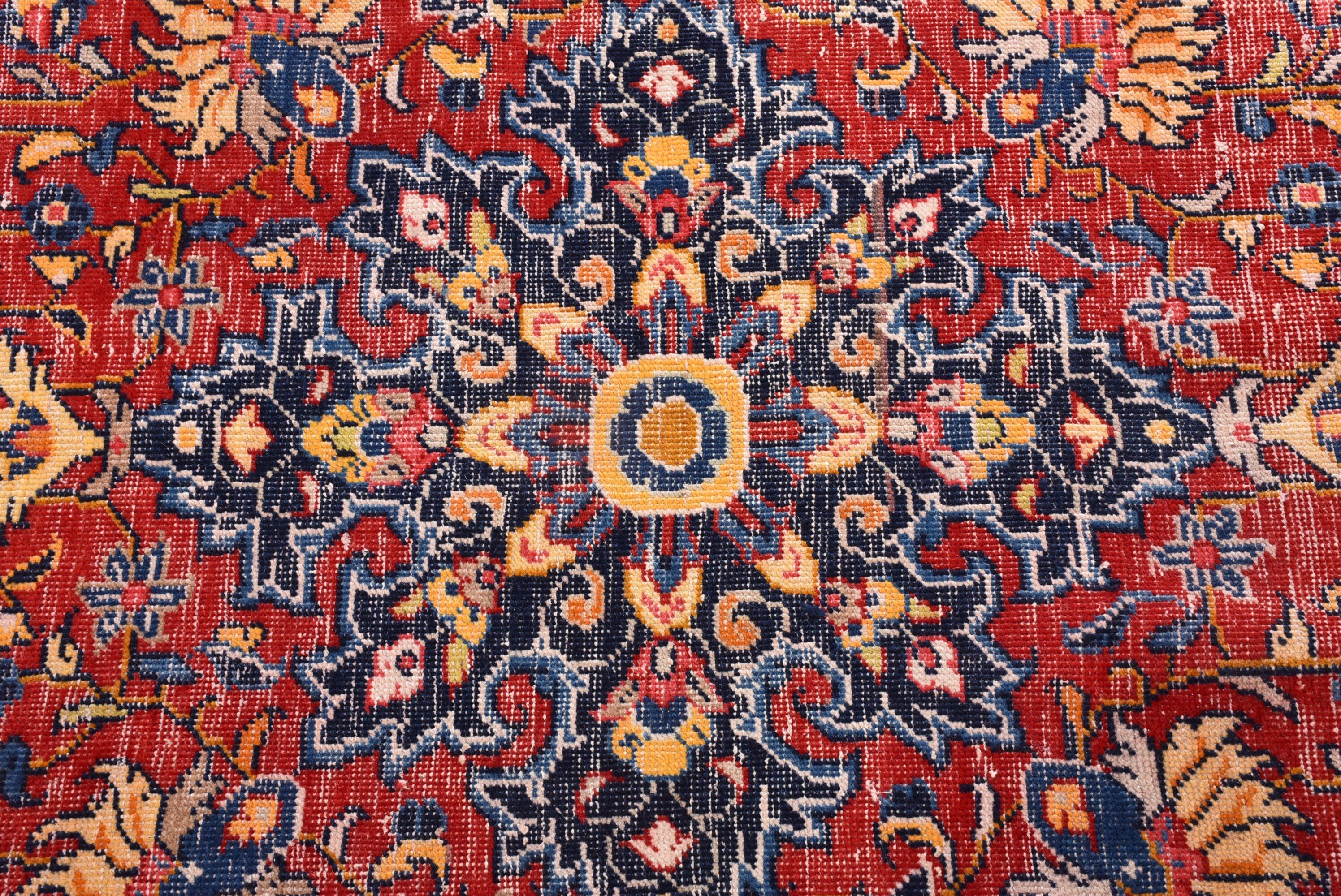 Türk Halısı, Büyük Oushak Halıları, Mutfak Halıları, Kırmızı El Dokuma Halısı, 6.9x9.8 ft Büyük Halıları, Oturma Odası Halısı, Vintage Halı, El Dokuma Halısı