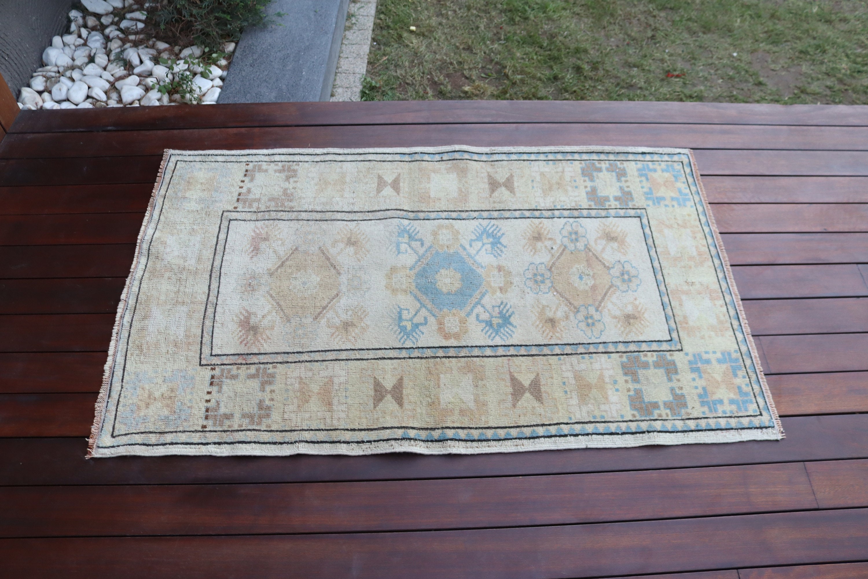 Flatweave Rug, Vintage Rug, Car Mat Rugs, Turkish Rug, Kitchen Rugs, Aztec Rug, Beige  2.6x4.3 ft Small Rugs, Bedroom Rugs