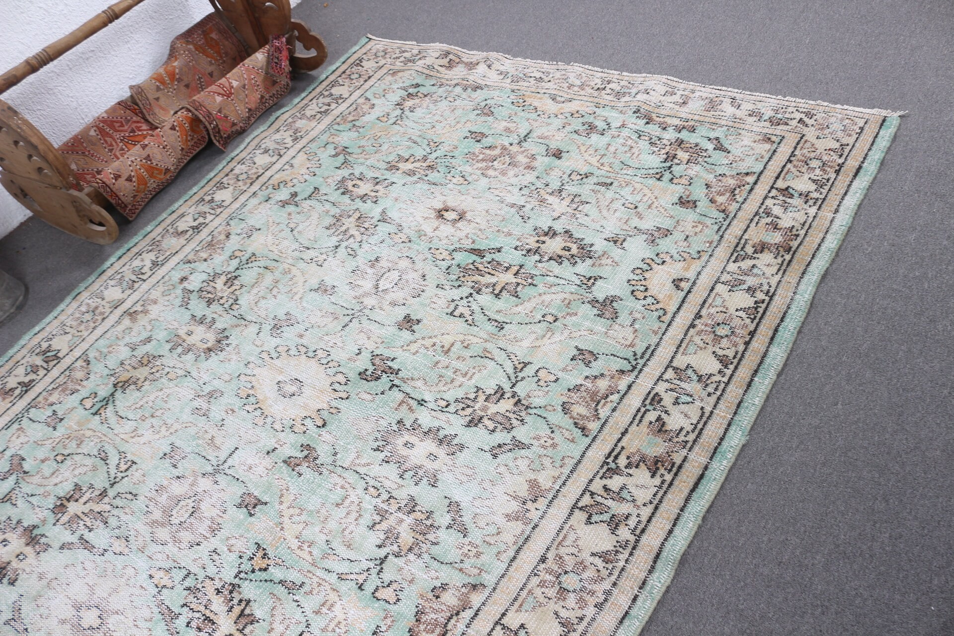 6.1x9.1 ft Large Rug, Green Antique Rug, Salon Rug, Rugs for Bedroom, Turkish Rug, Bedroom Rugs, Vintage Rugs, Oushak Rug