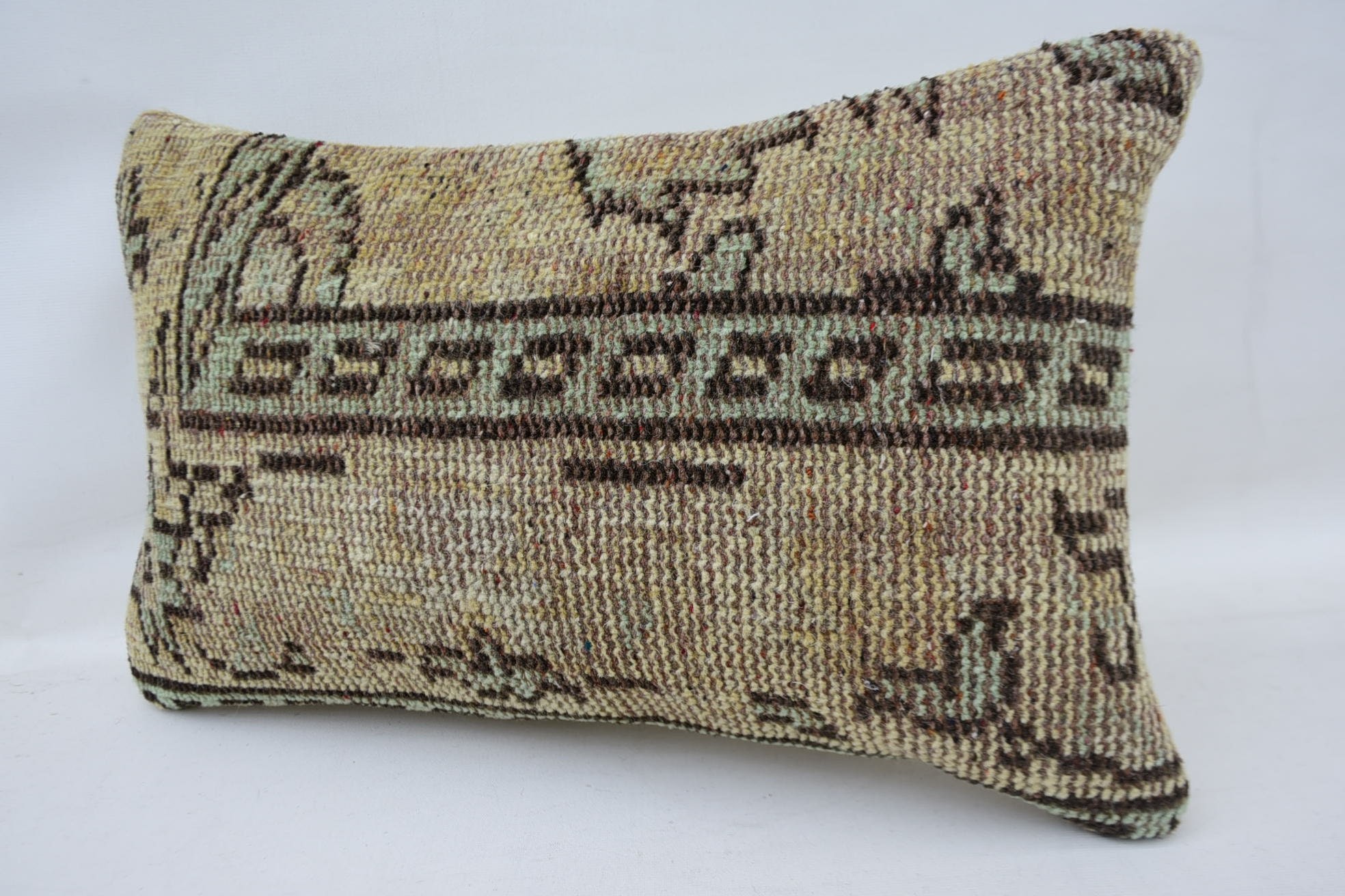 Ethnical Kilim Rug Pillow, Neutral Throw Pillow Sham, Throw Kilim Pillow, 12"x20" Beige Cushion, Home Decor Pillow