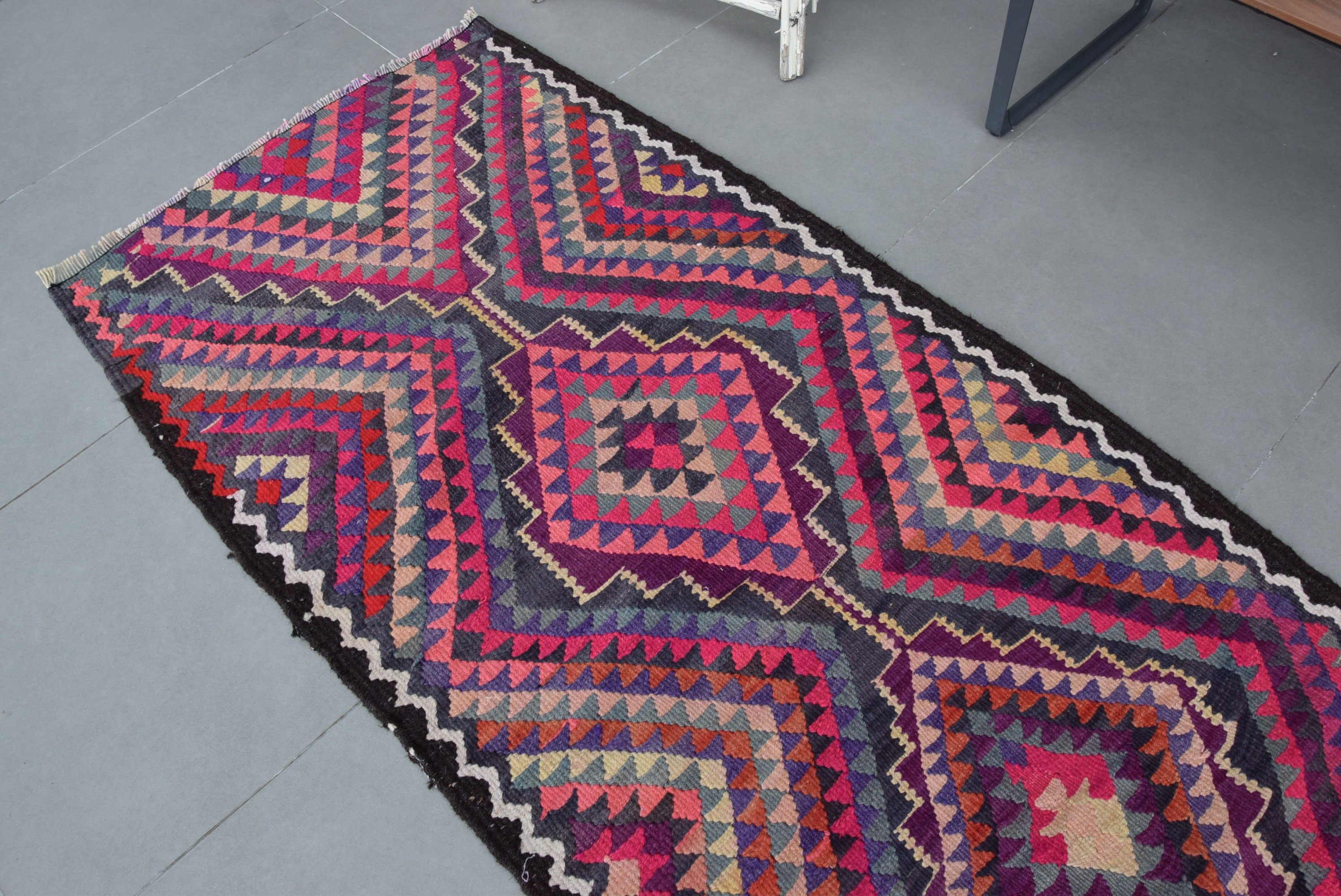 Mutfak Halıları, Kilim, Yatak Odası Halısı, Vintage Halı, Sevimli Halı, Pembe Oushak Halısı, Türk Halıları, Koridor Halıları, 3,1x12,3 ft Yolluk Halısı