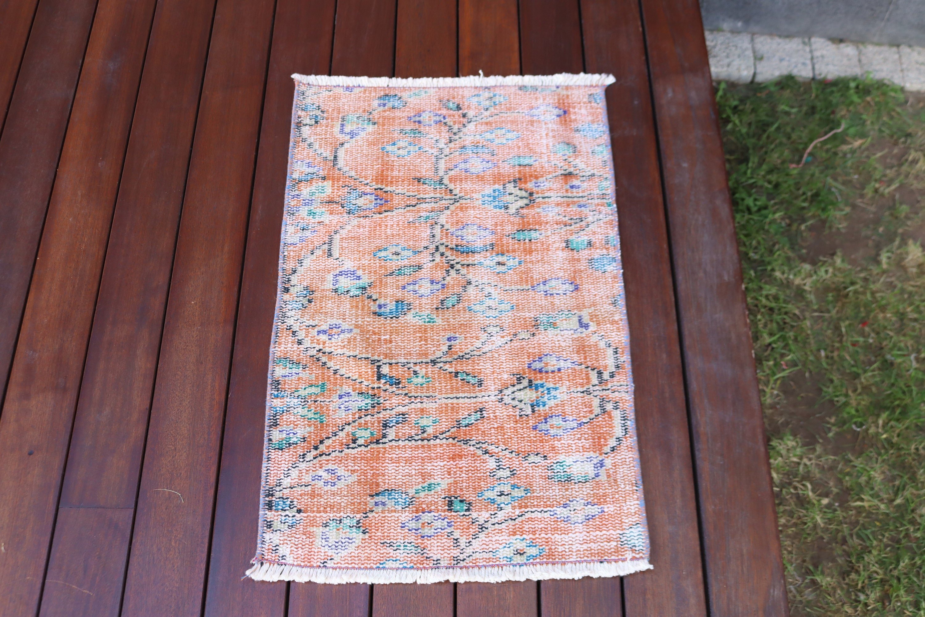 Luxury Rug, Orange Floor Rugs, Bath Rugs, Vintage Rugs, Small Boho Rugs, Boho Rug, Turkish Rug, Rugs for Car Mat, 1.5x2.3 ft Small Rugs