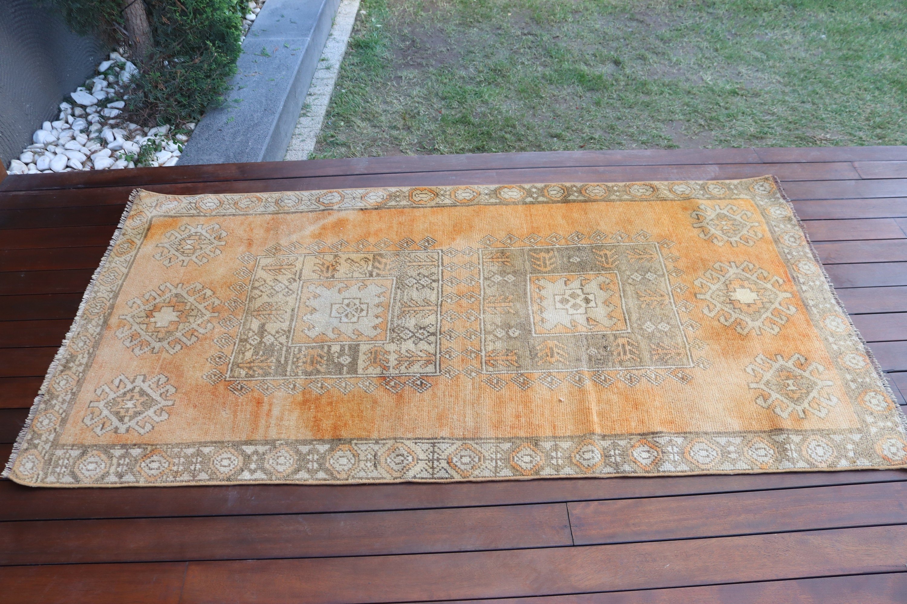 Türk Halısı, Dekoratif Halılar, Boho Halılar, 3,2x6,2 ft Vurgu Halısı, Turuncu Ev Dekor Halıları, Vintage Halı, Giriş Halıları, Açıklama Halısı