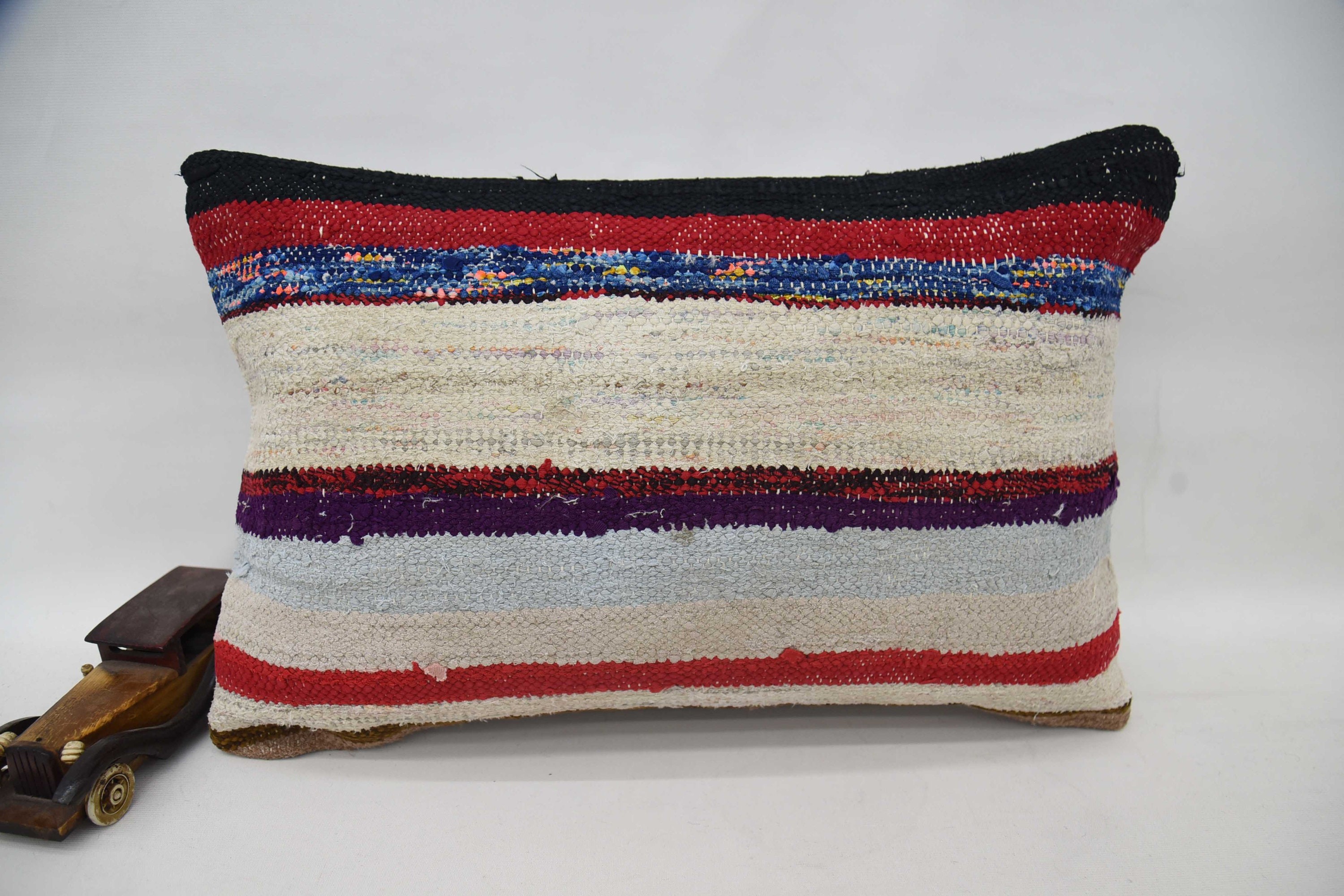 Anatolian Cushion Case, Pillow for Couch, 16"x24" Red Pillow, Pillow for Sofa, Nautical Throw Cushion Case, Vintage Kilim Throw Pillow