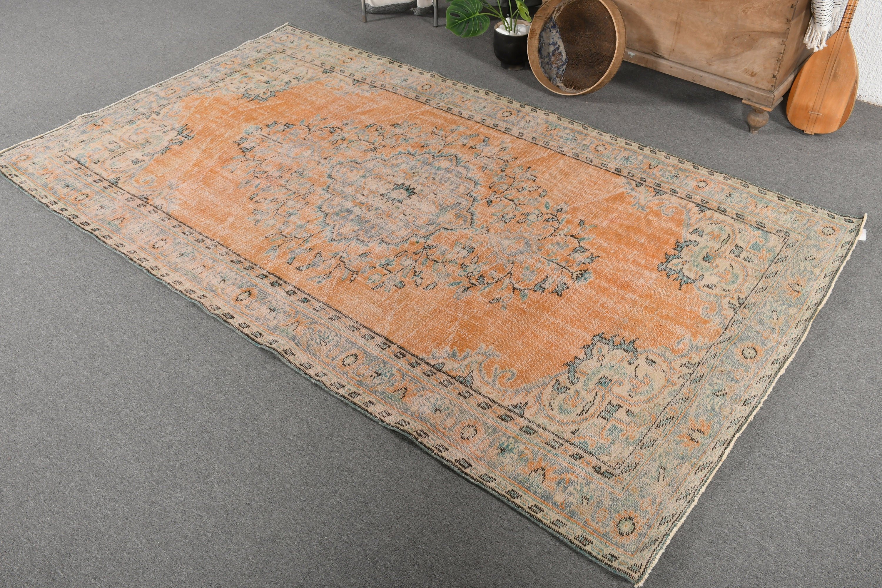 Antique Rug, Bedroom Rug, 5.1x8.8 ft Large Rug, Salon Rug, Rugs for Salon, Orange Antique Rug, Vintage Decor Rug, Turkish Rug, Vintage Rugs