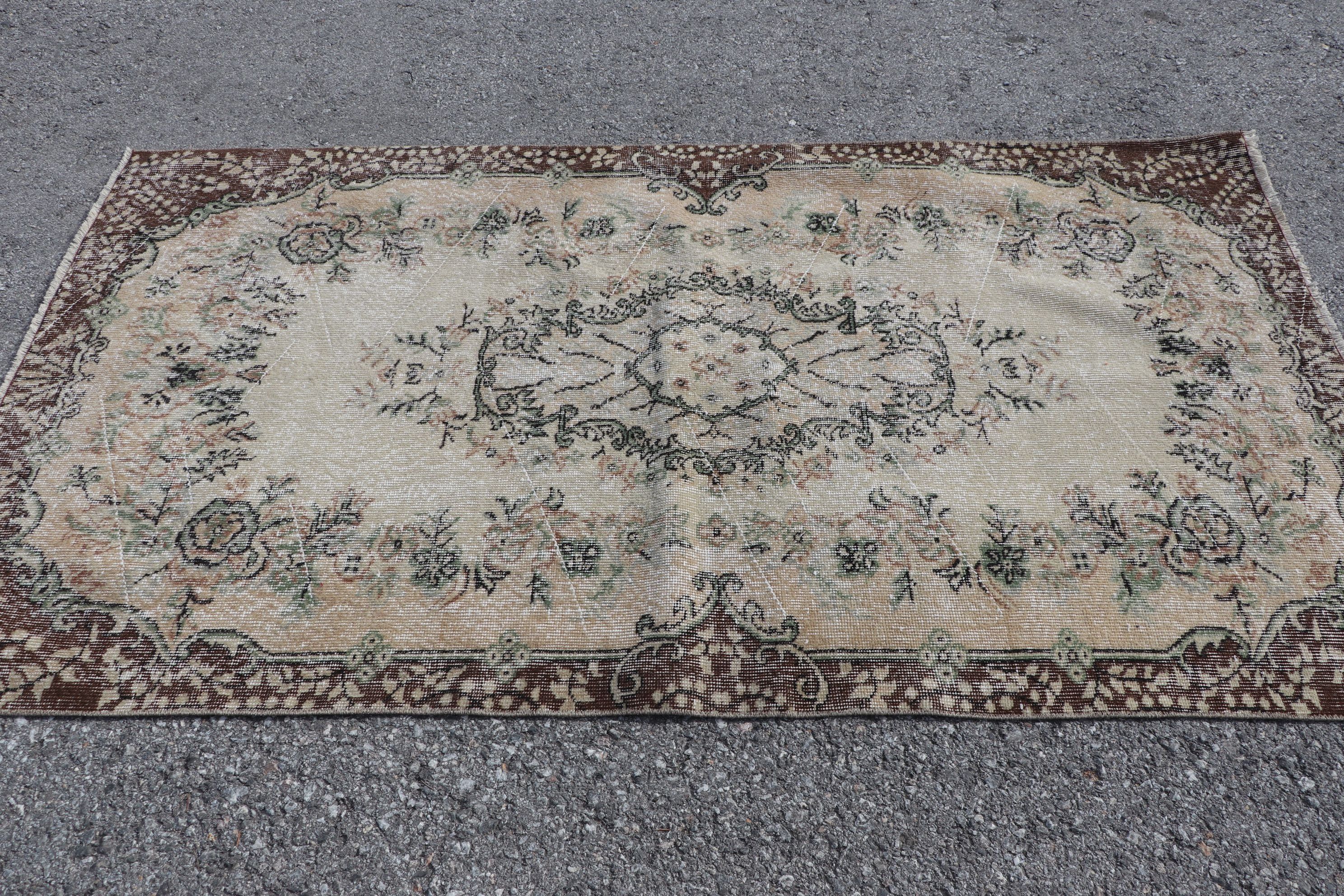 Türk Halıları, Yer Halısı, Yer Halıları, Kahverengi Anadolu Halısı, Oturma Odası Halıları, Mutfak Halısı, Vintage Halı, 3,8x6,8 ft Alan Halısı, Soluk Halı