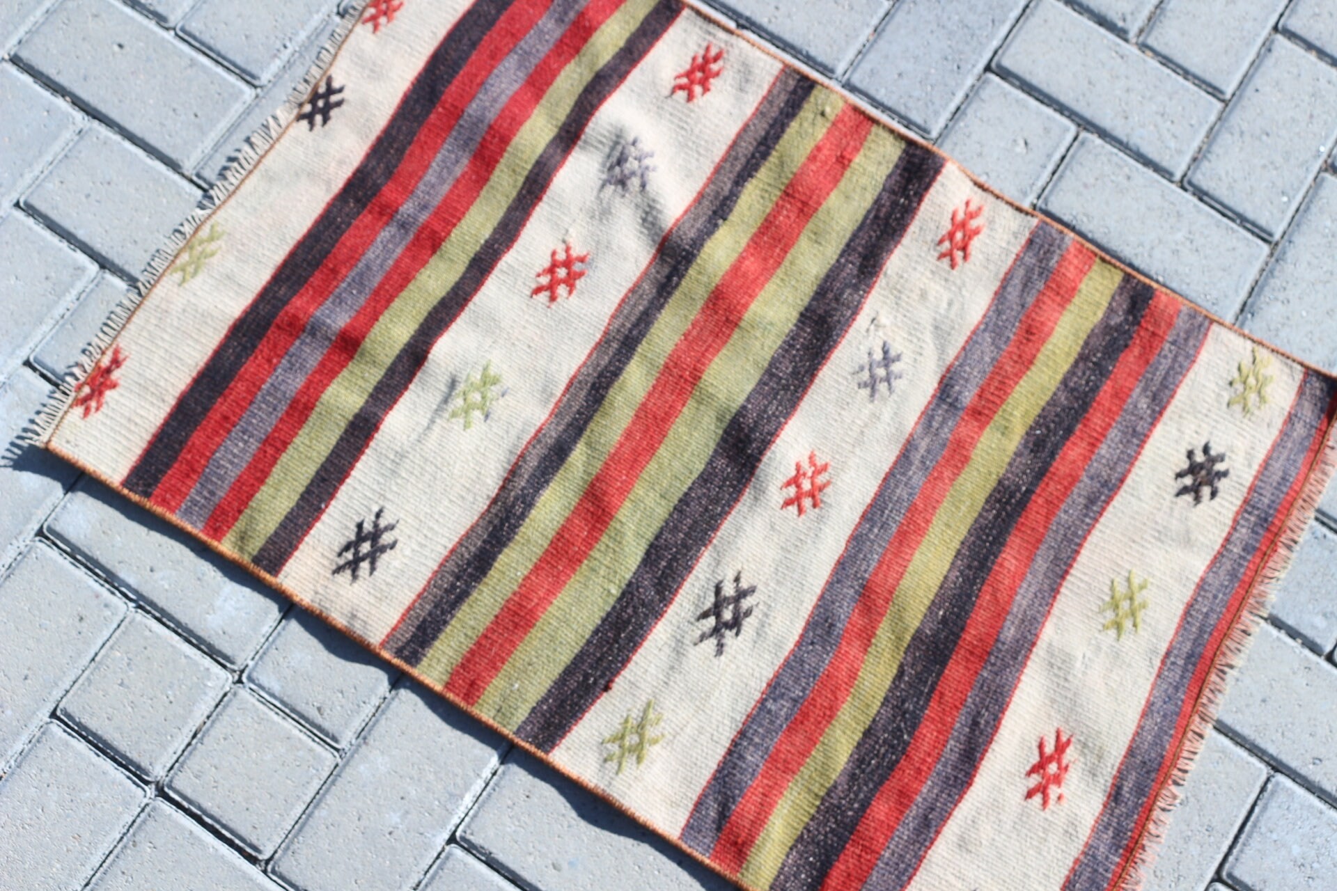 Kilim, Bedroom Rug, Turkish Rug, Muted Rug, Floor Rug, Entry Rug, Vintage Rug, Home Decor Rug, Beige  2.1x3 ft Small Rug