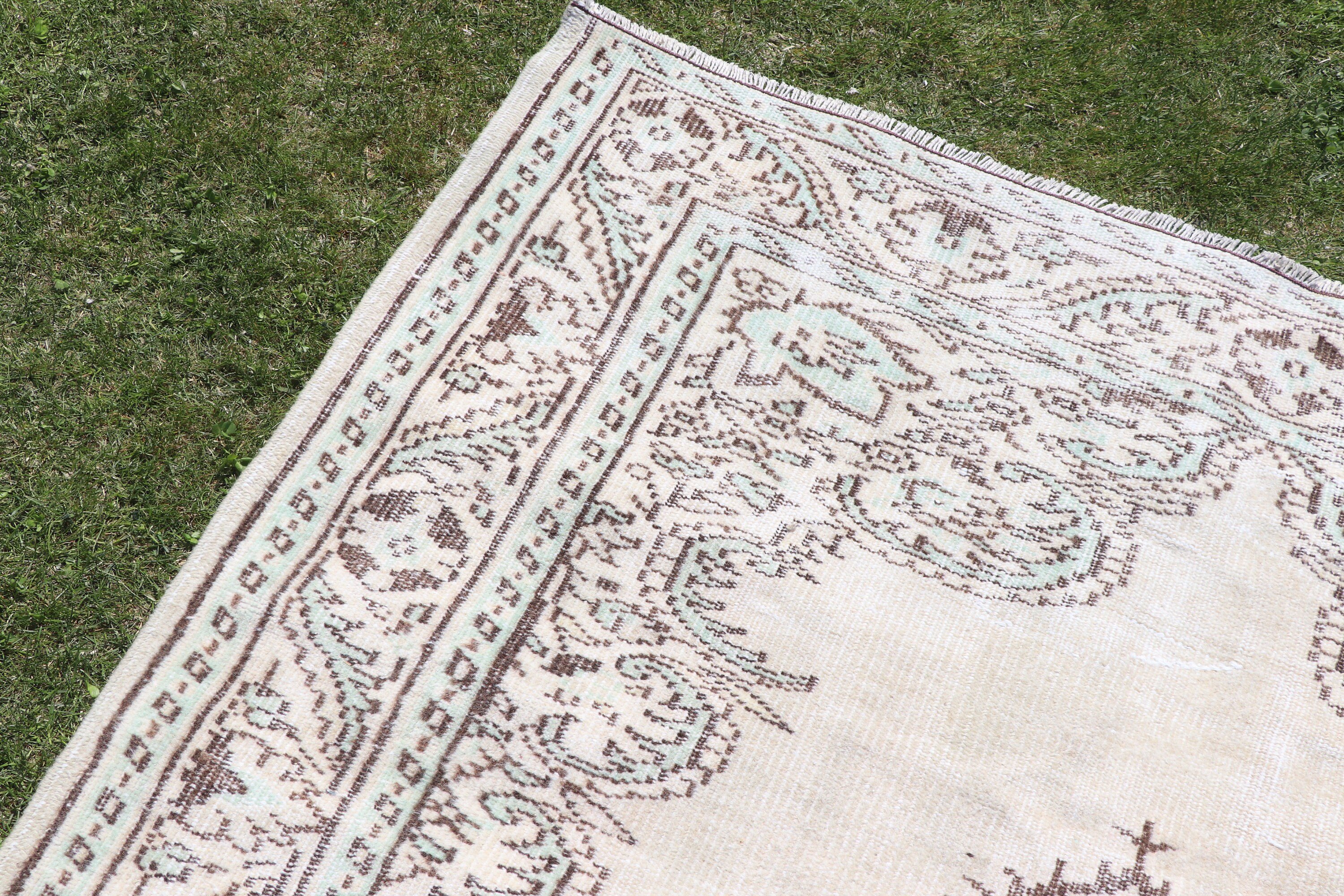 Yatak Odası Halıları, Bej Mutfak Halısı, Vintage Halılar, Harika Halı, Büyük Oushak Halısı, Türk Halısı, Oushak Halısı, Yatak Odası Halıları, 5x8,3 ft Büyük Halı