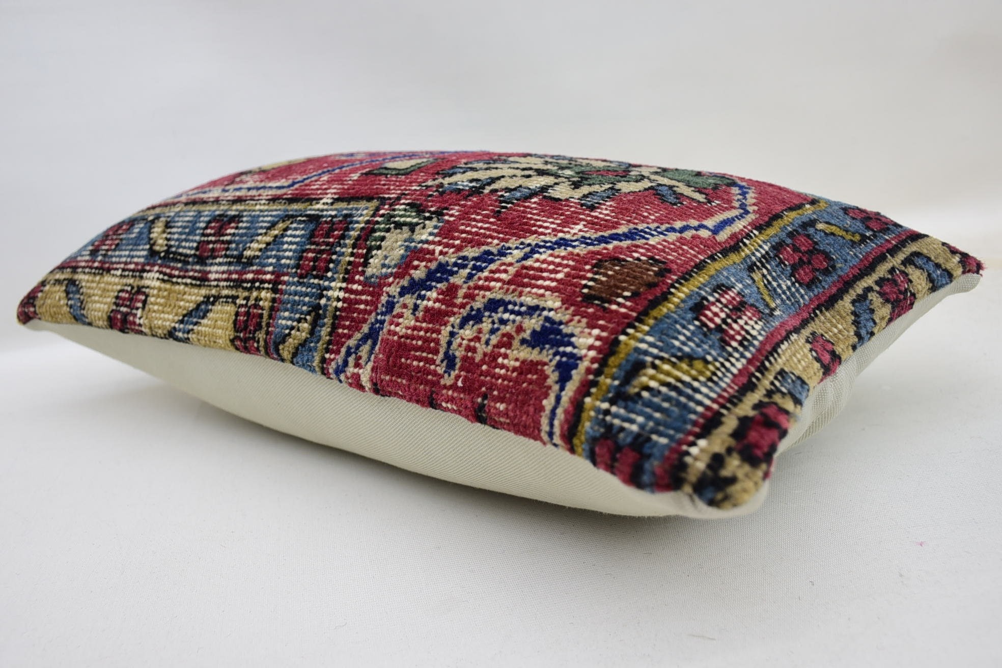 Decorative Bolster Cushion Case, Home Decor Pillow, Pillow for Couch, Handmade Kilim Cushion, 12"x20" Red Cushion, Traditional Pillow Case