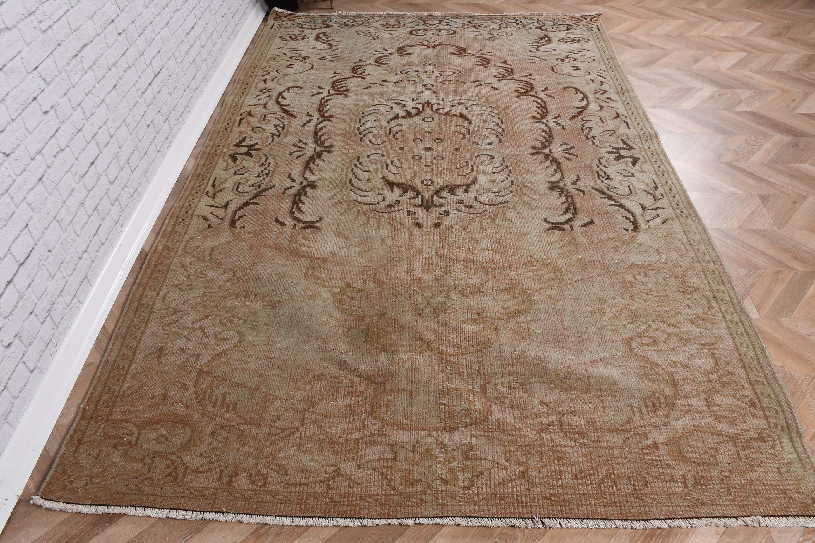 Kahverengi Fas Halıları, Türk Halıları, Yemek Odası Halıları, 5,6x8,7 ft Büyük Halılar, Kabile Halısı, Vintage Halı, Boho Halısı, Yer Halısı, Büyük Oushak Halısı