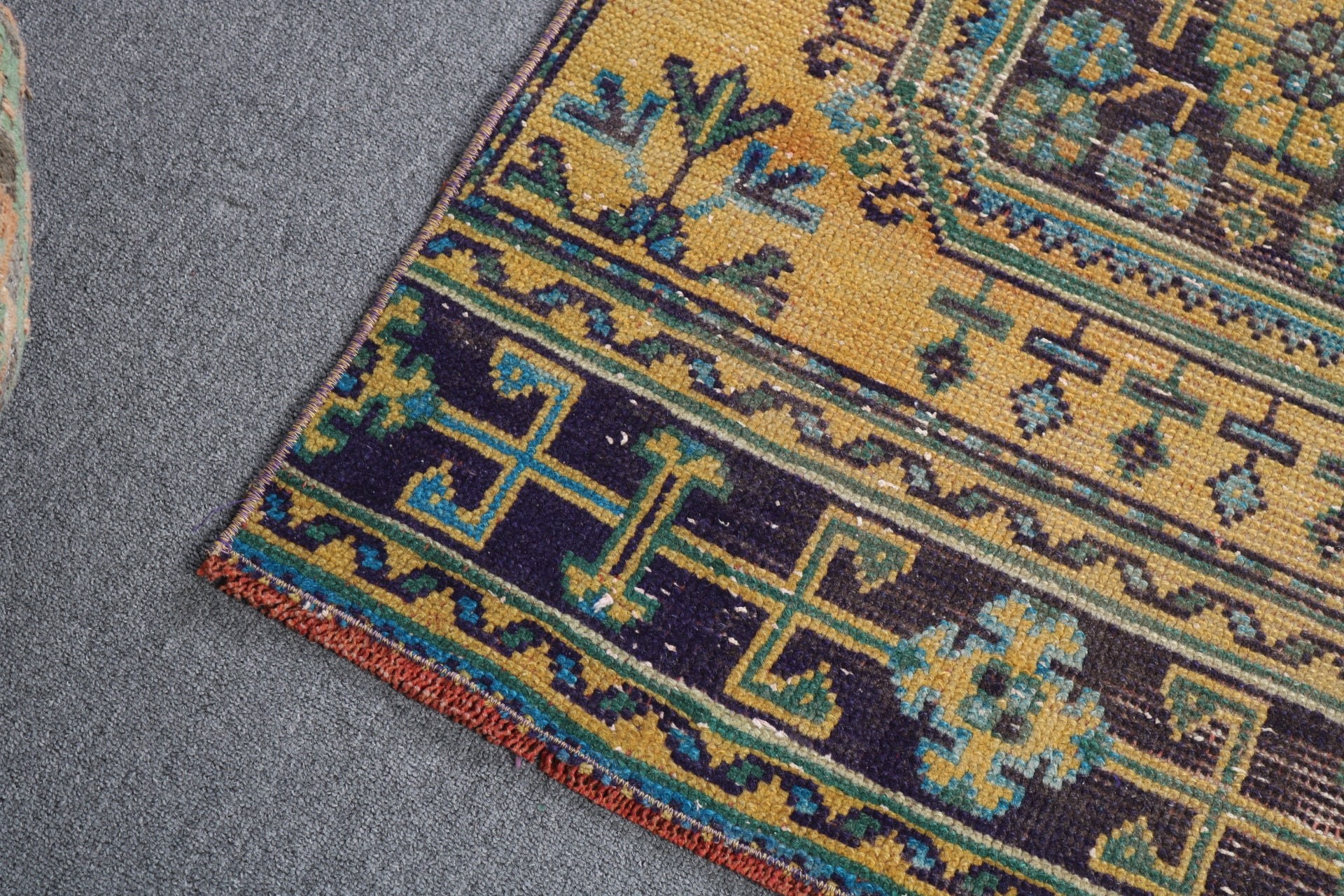 Cool Halı, 2.6x11.1 ft Runner Halıları, Türk Halıları, Uzun Runner Halıları, Beni Ourain Runner Halısı, Vintage Halılar, Sarı Antika Halı, Oushak Halı