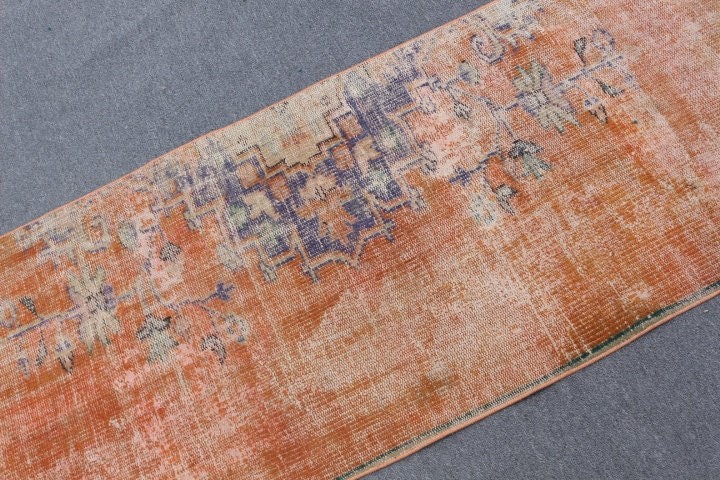 Turkish Rug, Antique Rug, Stair Rug, Oriental Rugs, Orange Kitchen Rugs, 2.3x8.6 ft Runner Rugs, Vintage Rugs, Turkey Rug, Rugs for Runner